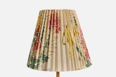 ELM, Floor Lamp, Brass, Leather, Fabric, Sweden, 1950s