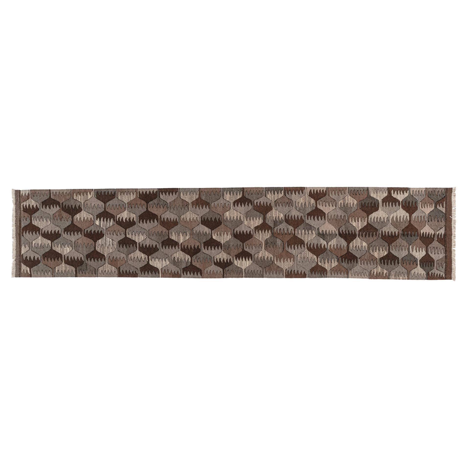 Elm KKilim Runner 116 Rug by ETHNİCLOOM