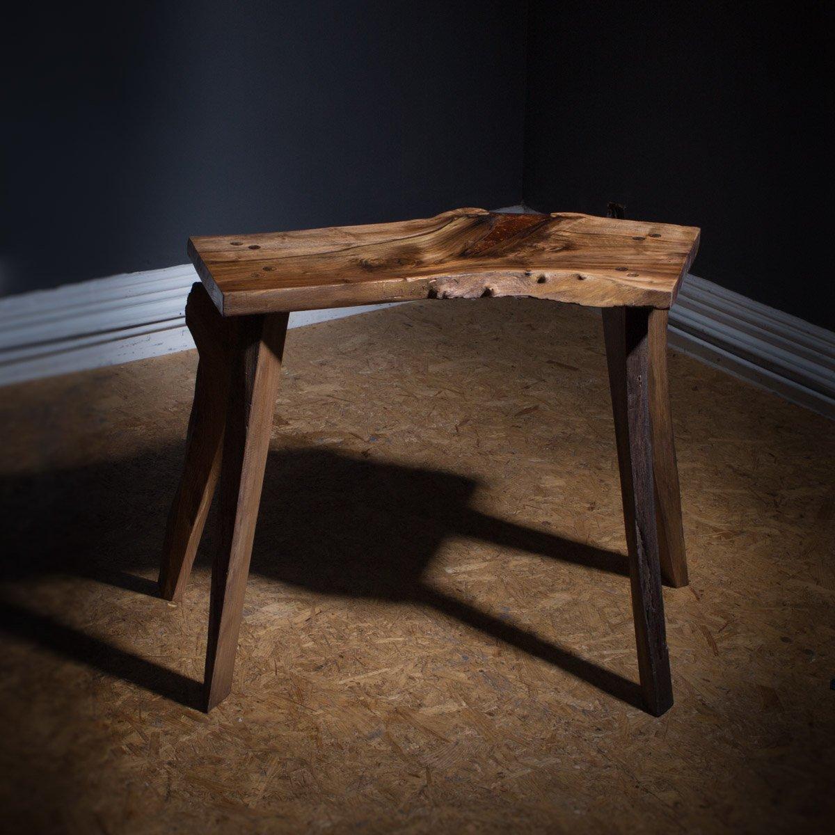 English Elm Lighting Strike Side Table, Made in England For Sale