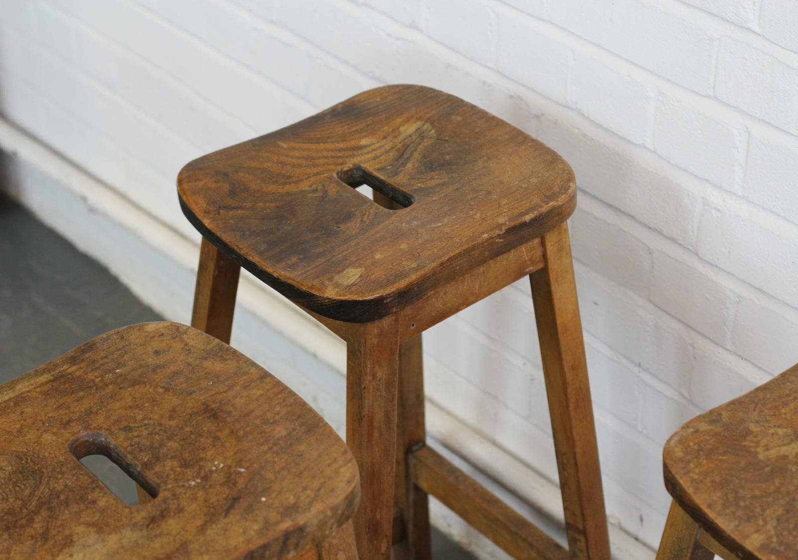 Elm Machinists Stools, circa 1950s In Good Condition In Gloucester, GB