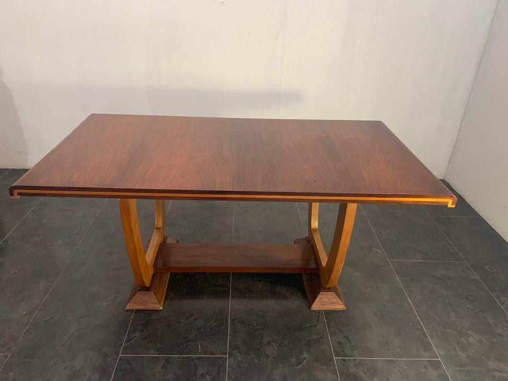 Art Deco Elm & Maple Dining Table, 1940s For Sale