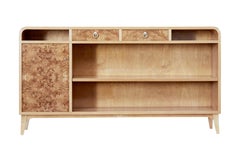 Elm Mid 20th Century Scandinavian Low Open Bookcase