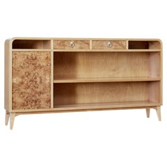 Elm Mid 20th Century Scandinavian Low Open Bookcase