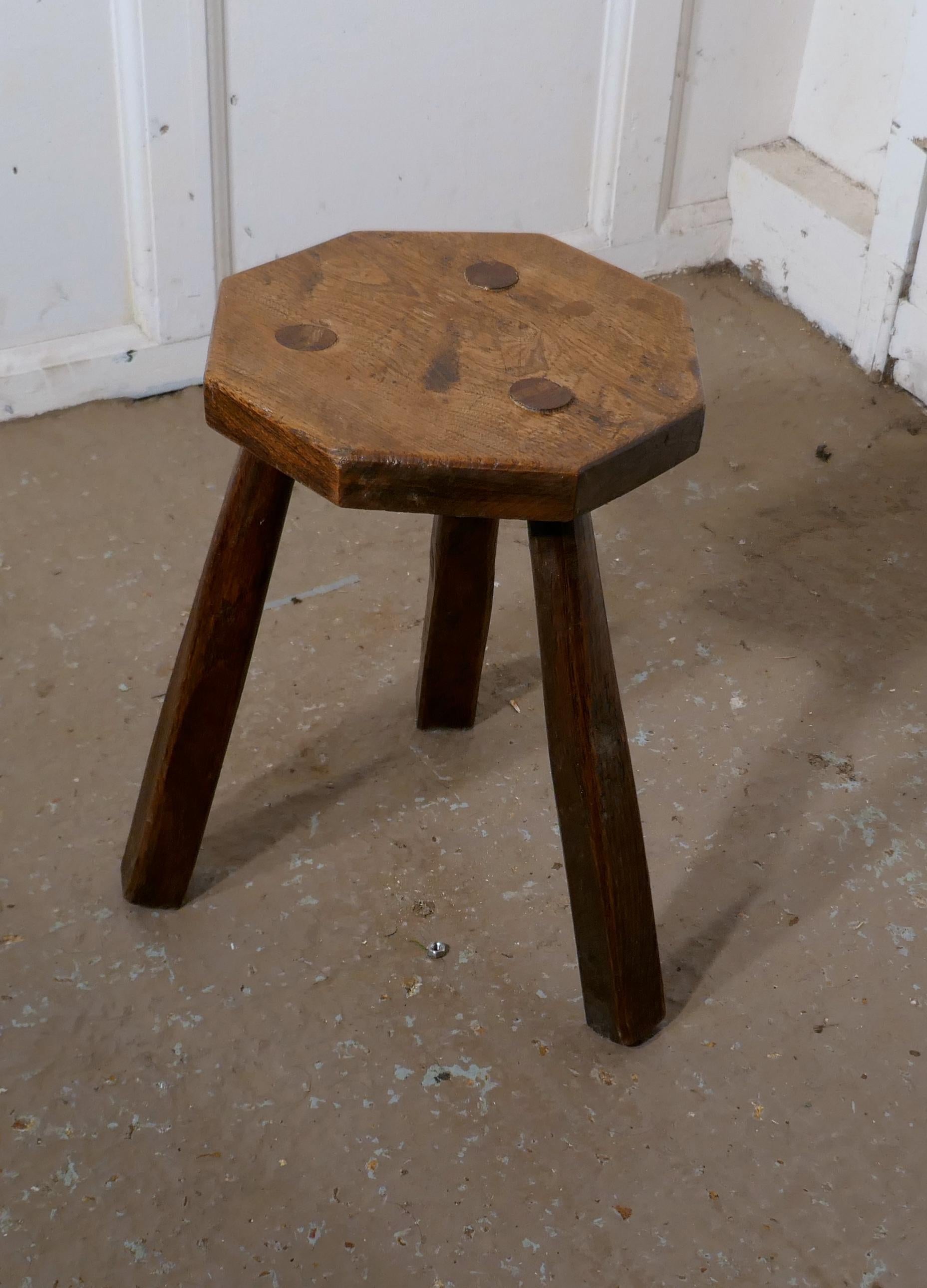 Mid-19th Century Elm Milking Stool or Dairy Stool