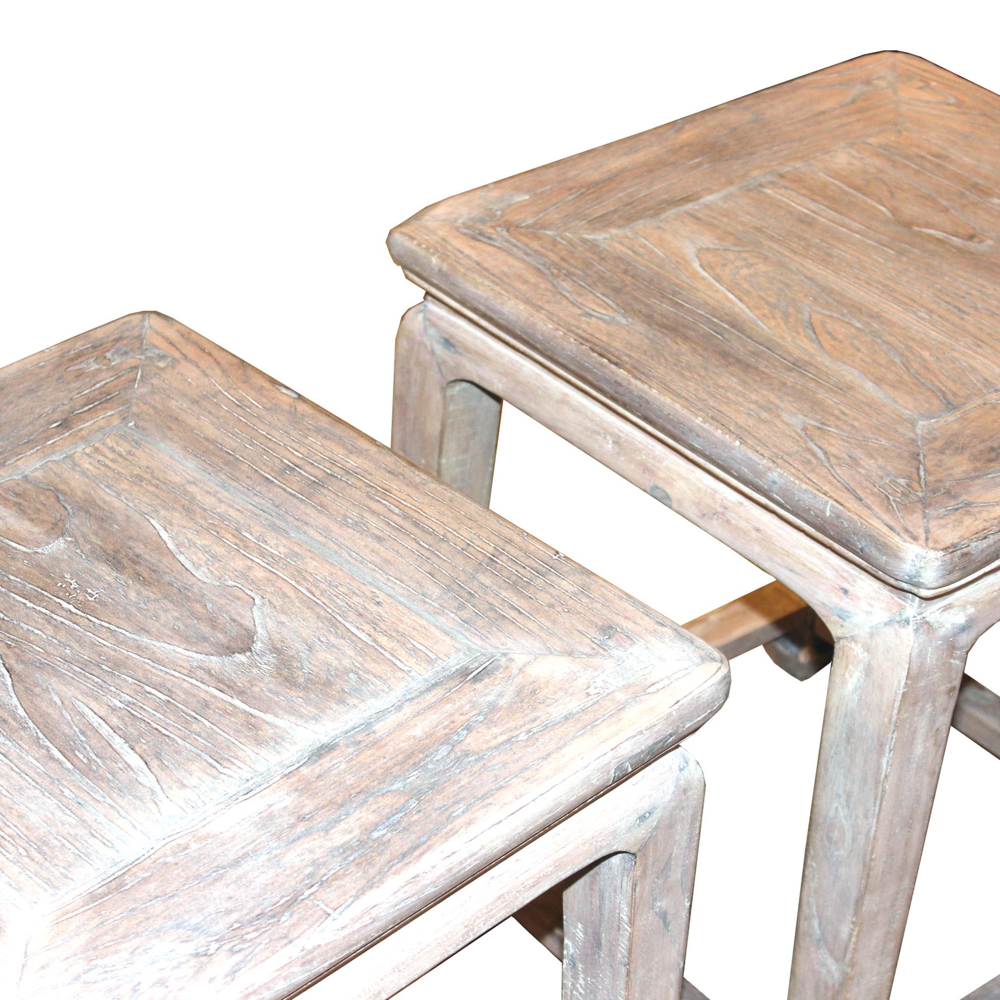 Wood Elm Ming Style Side Table