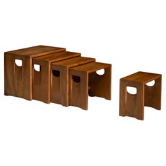Tables gigognes en orme, France, 1960