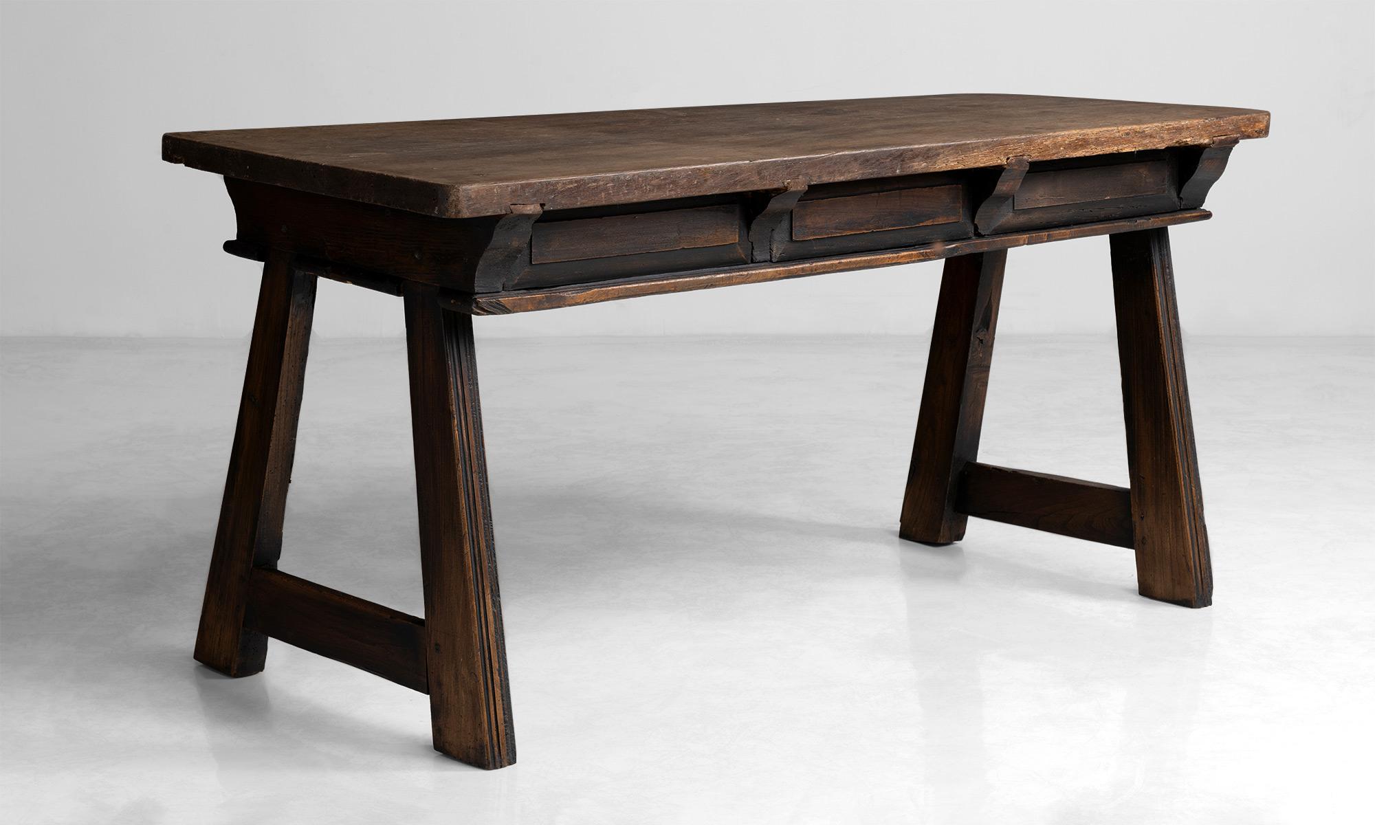 Spanish Elm & Oak Desk, Spain Circa 1790