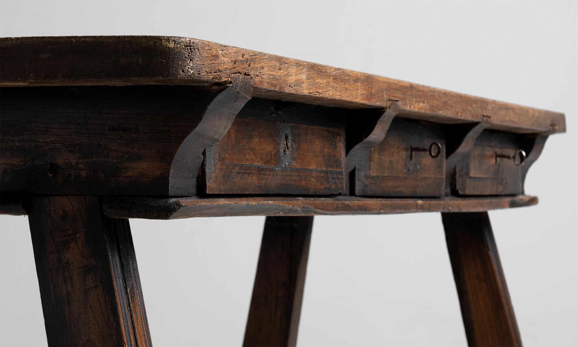 Elm & Oak Desk, Spain Circa 1790 1