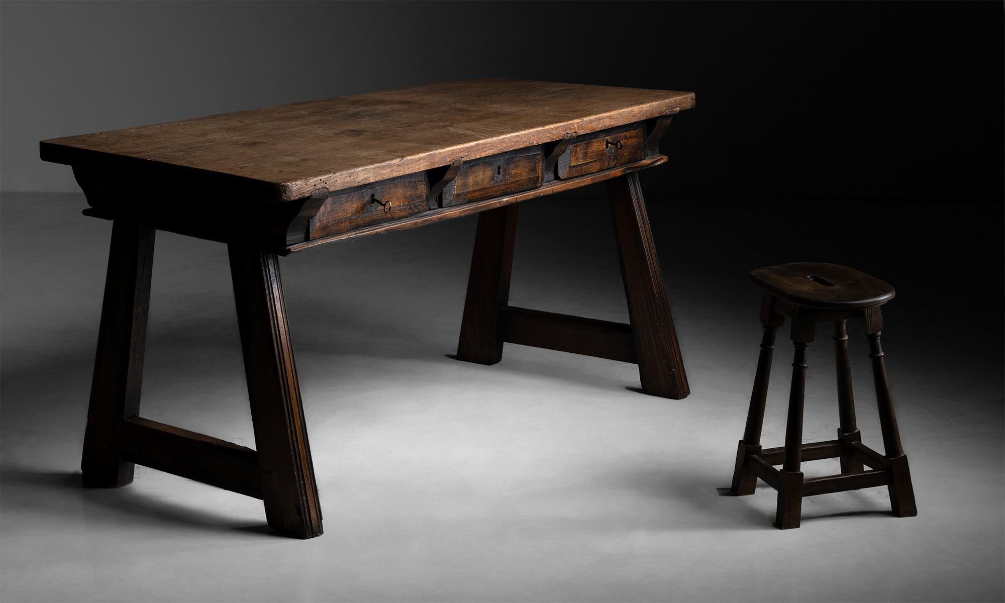 Elm & Oak Desk, Spain Circa 1790 2