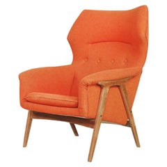 Elm Orange Wing Master Chair by Thorbjörn Afdal for Bruksbo Nesjestranda, 1960s