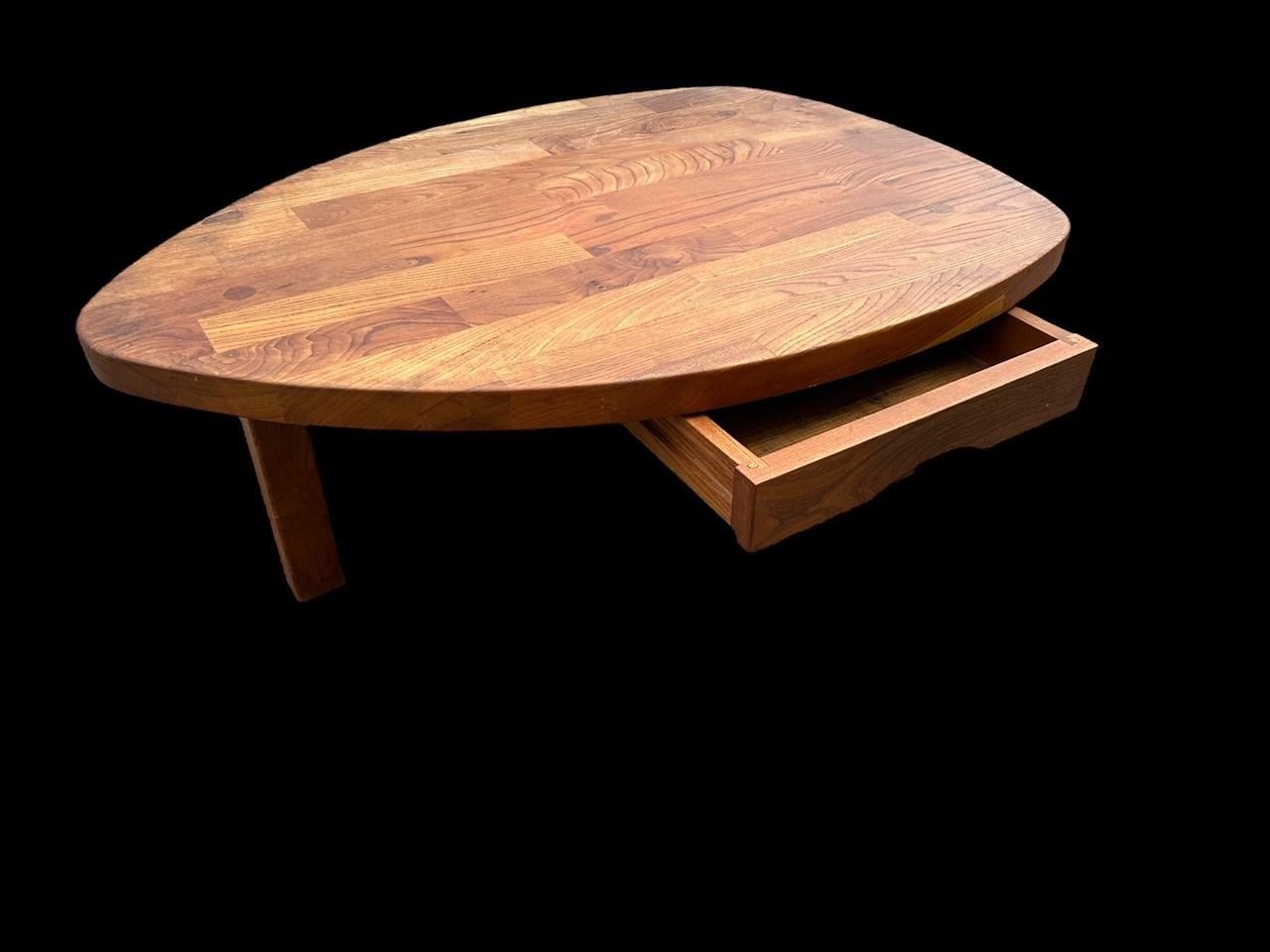 French elm ovoid coffee table  For Sale