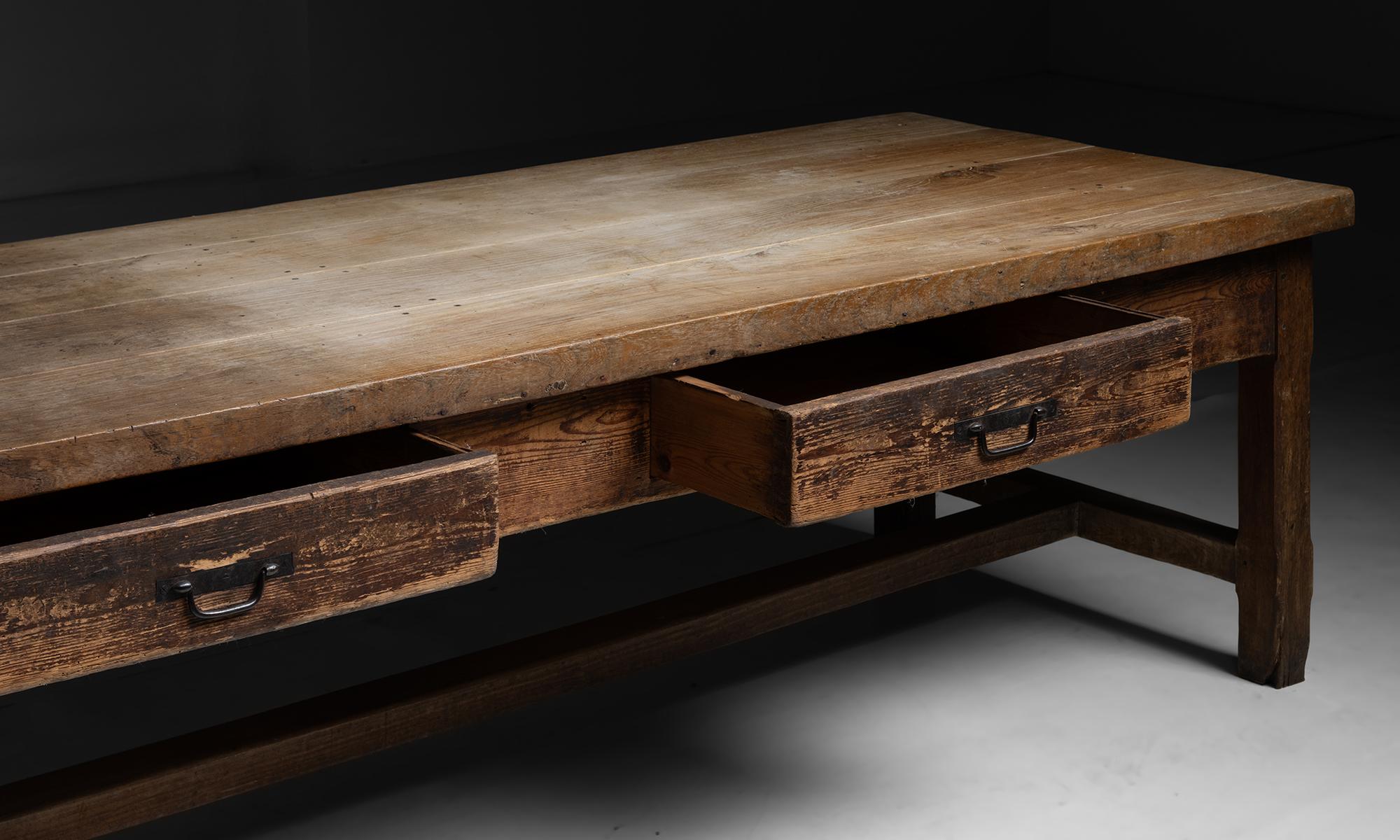 French Elm & Pine Preparation Table, France Circa 1860 For Sale