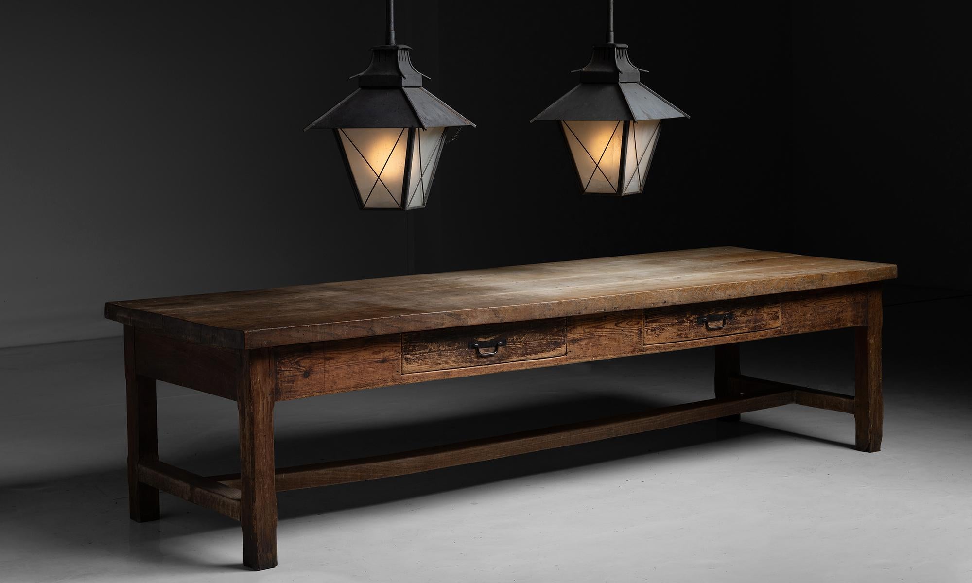 Wood Elm & Pine Preparation Table, France Circa 1860 For Sale