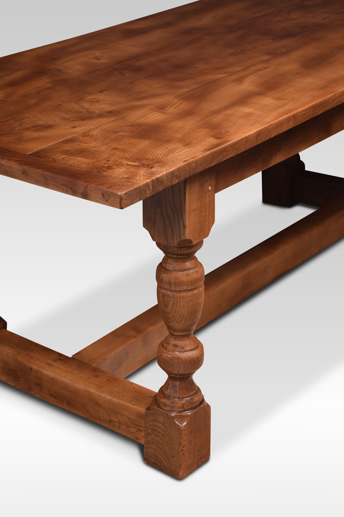British Elm Plank Top Refectory Table For Sale
