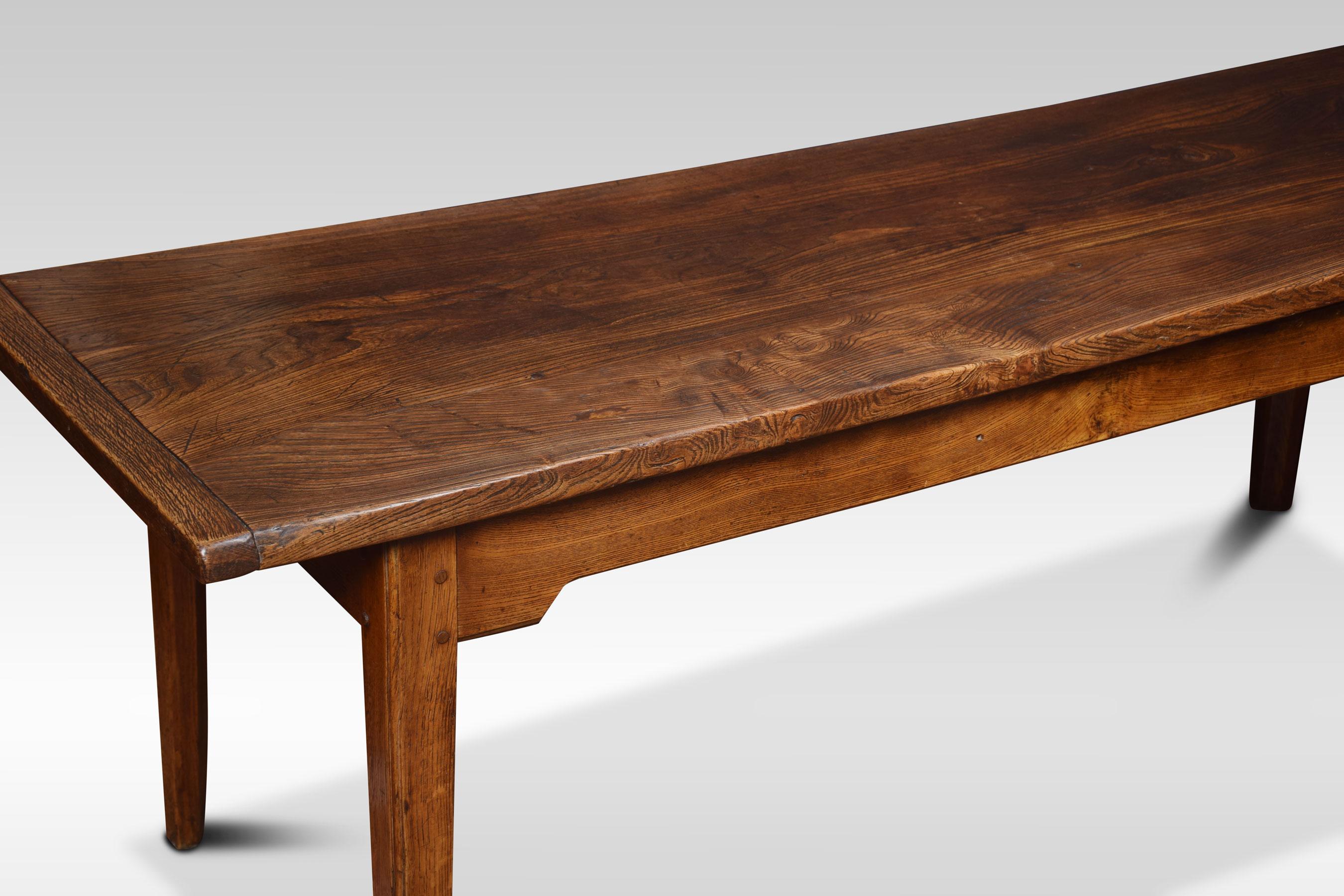 19th Century Elm Plank Top Refectory Table