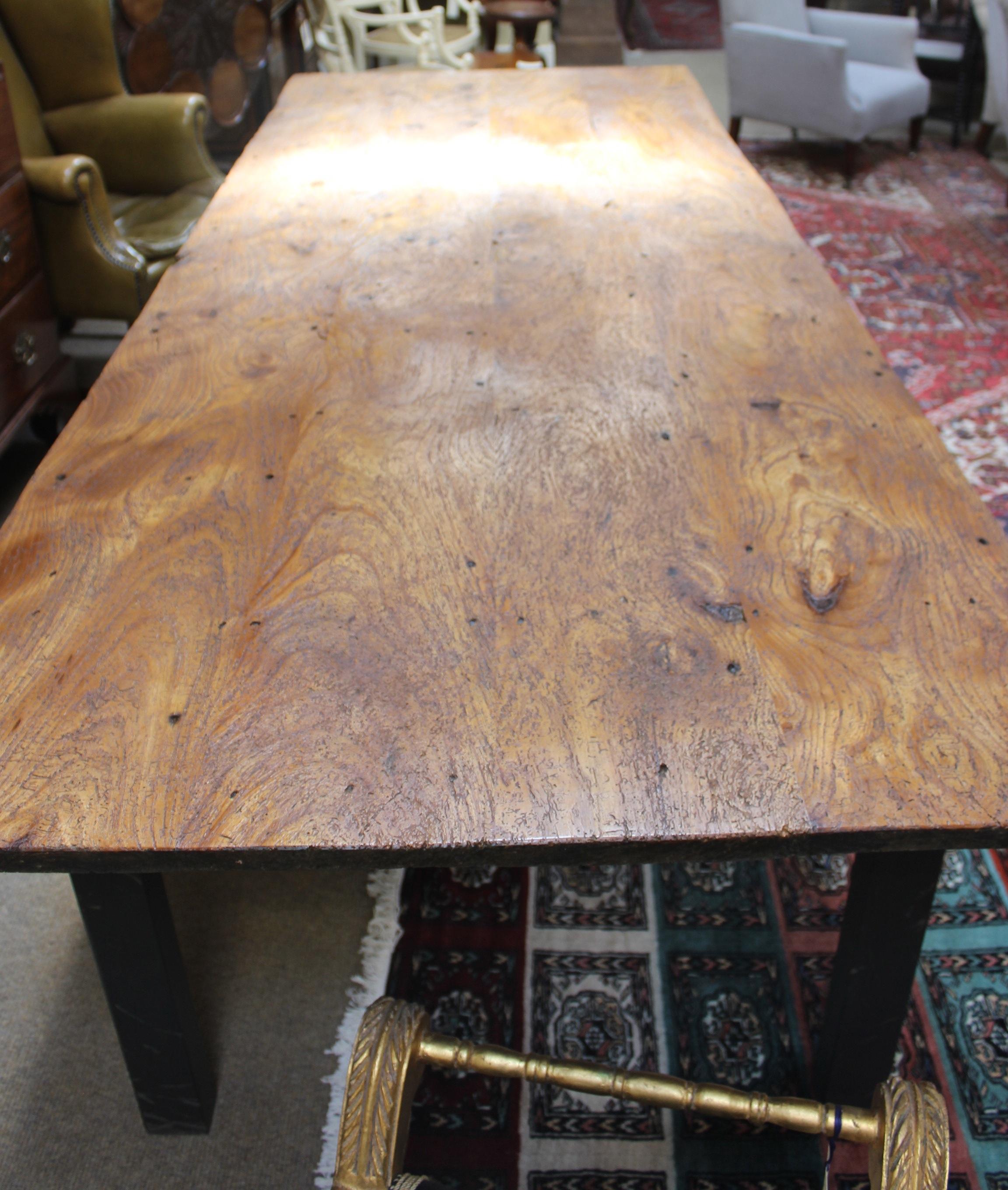 Country Elm Refectory Table For Sale