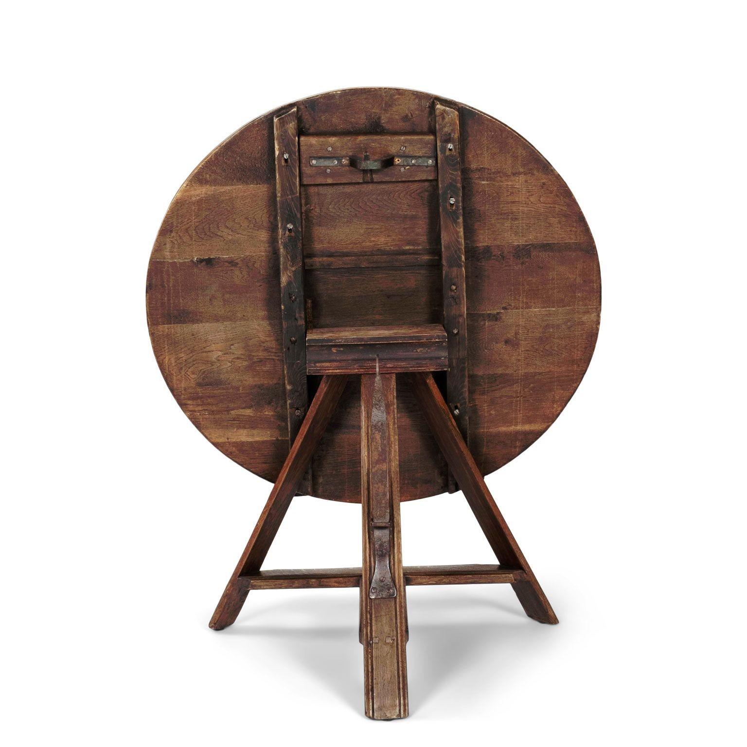 19th Century Elm Round Dutch Tilt Top Table
