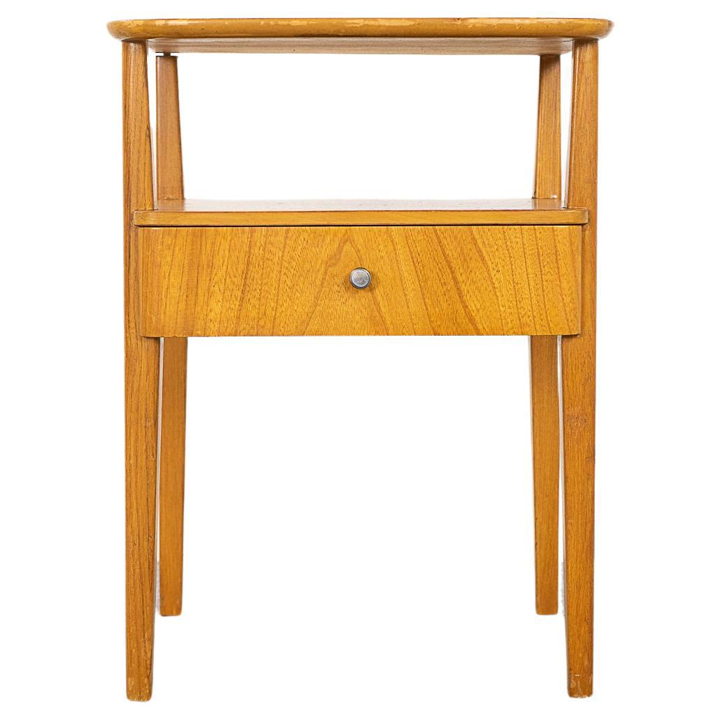 Elm Scandinavian Bedside Table For Sale