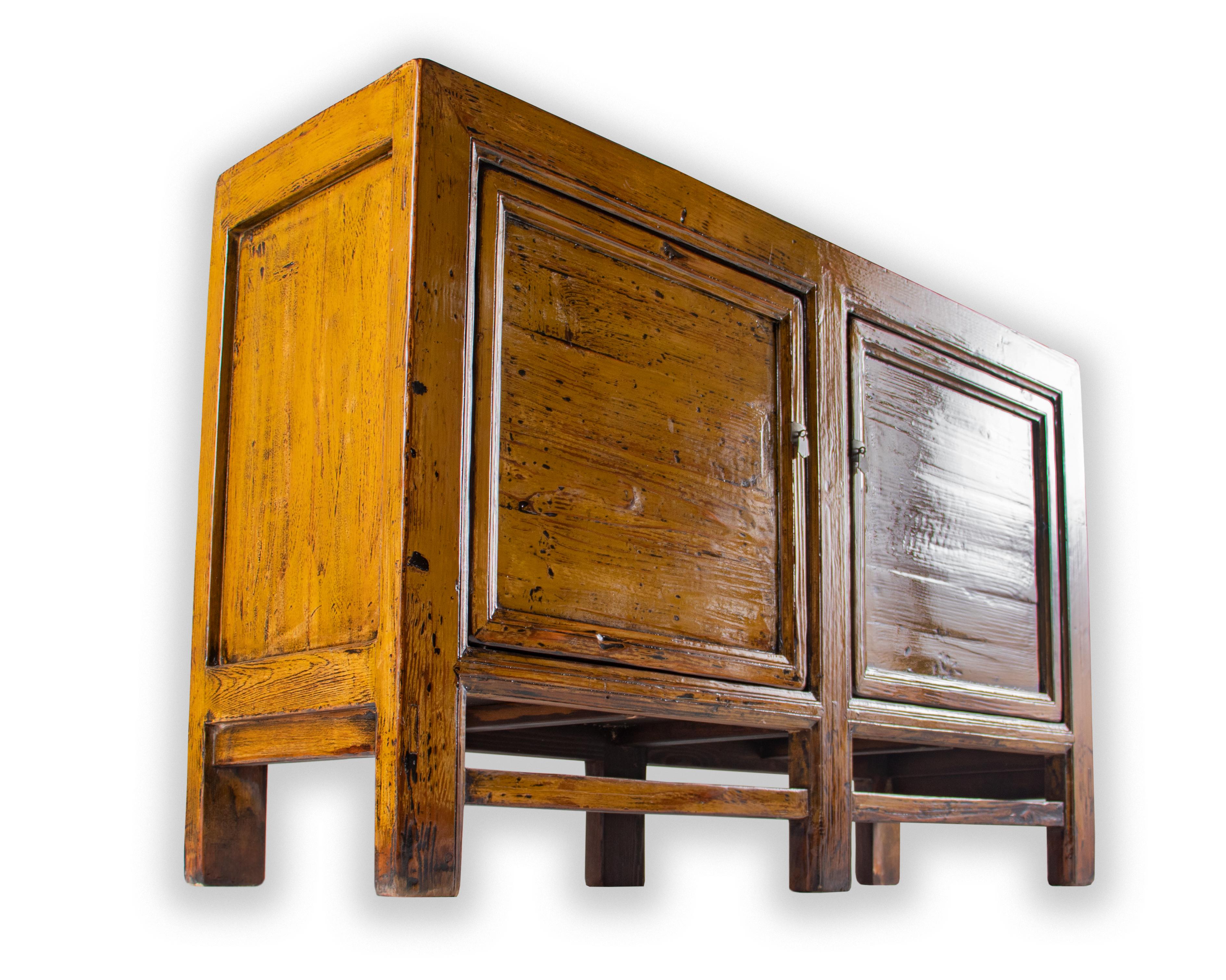 Rustic Elm Server in Ochre Laquer Patina