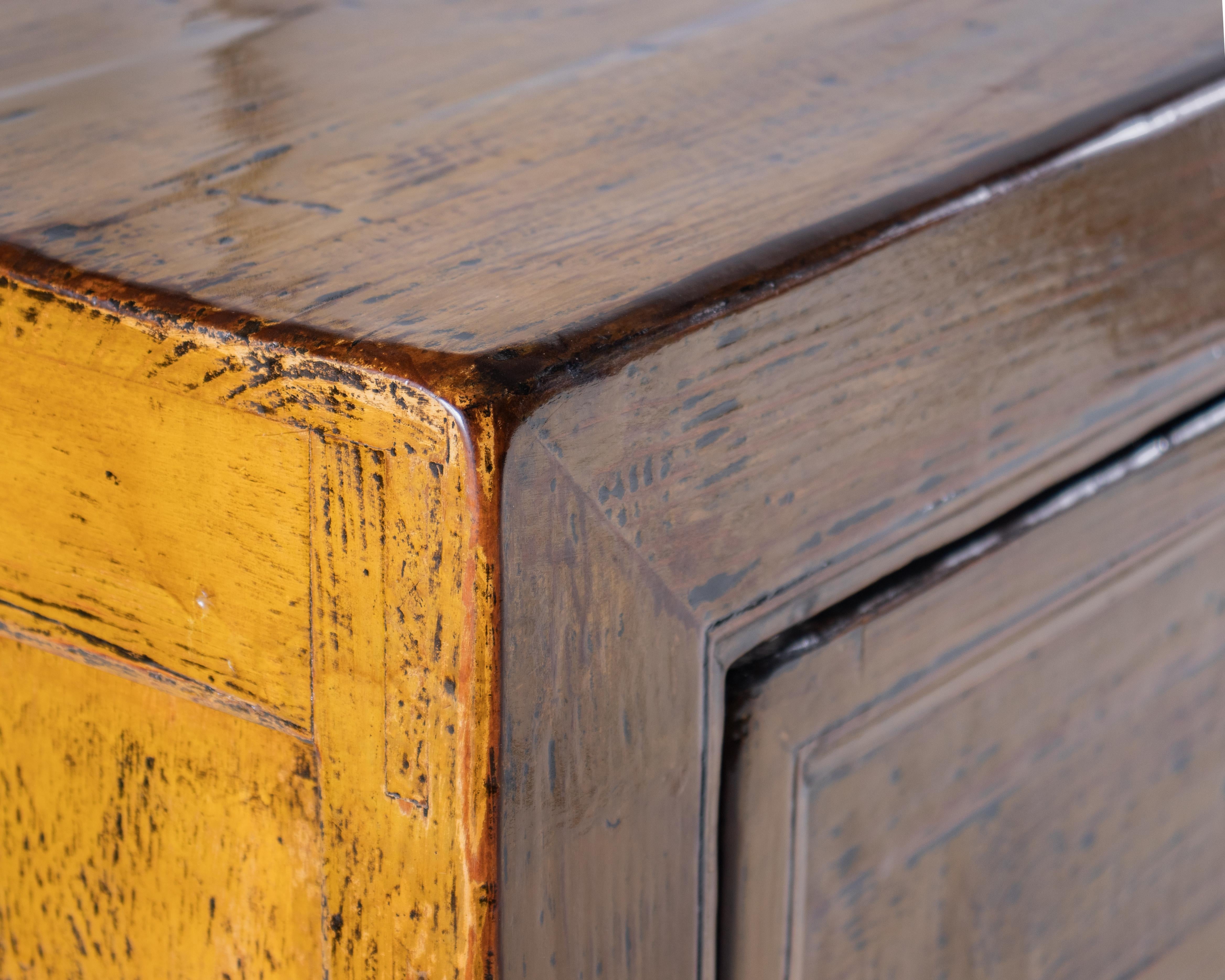 Lacquered Elm Server in Ochre Laquer Patina