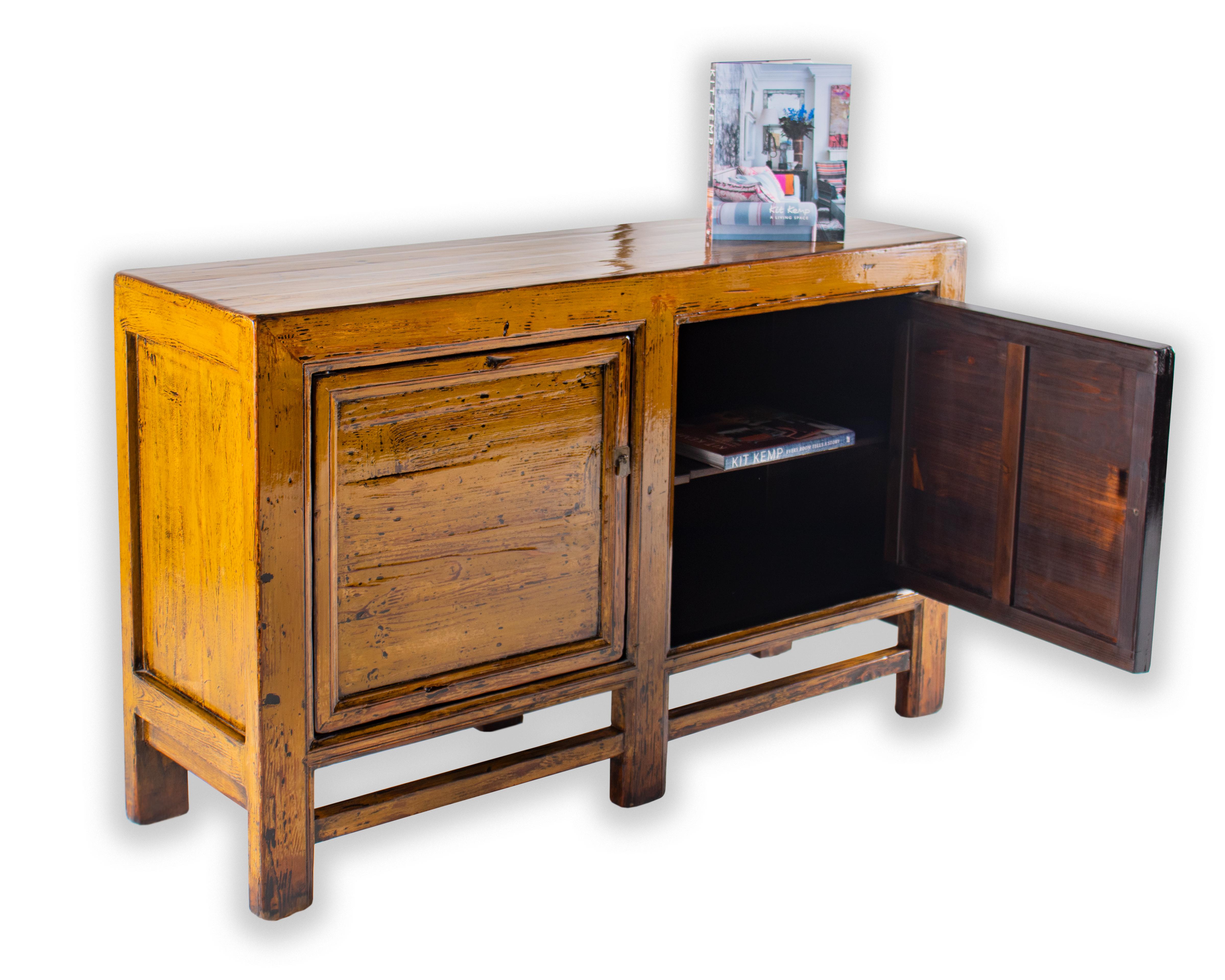 Elm Server in Ochre Laquer Patina In Good Condition In Dallas, TX