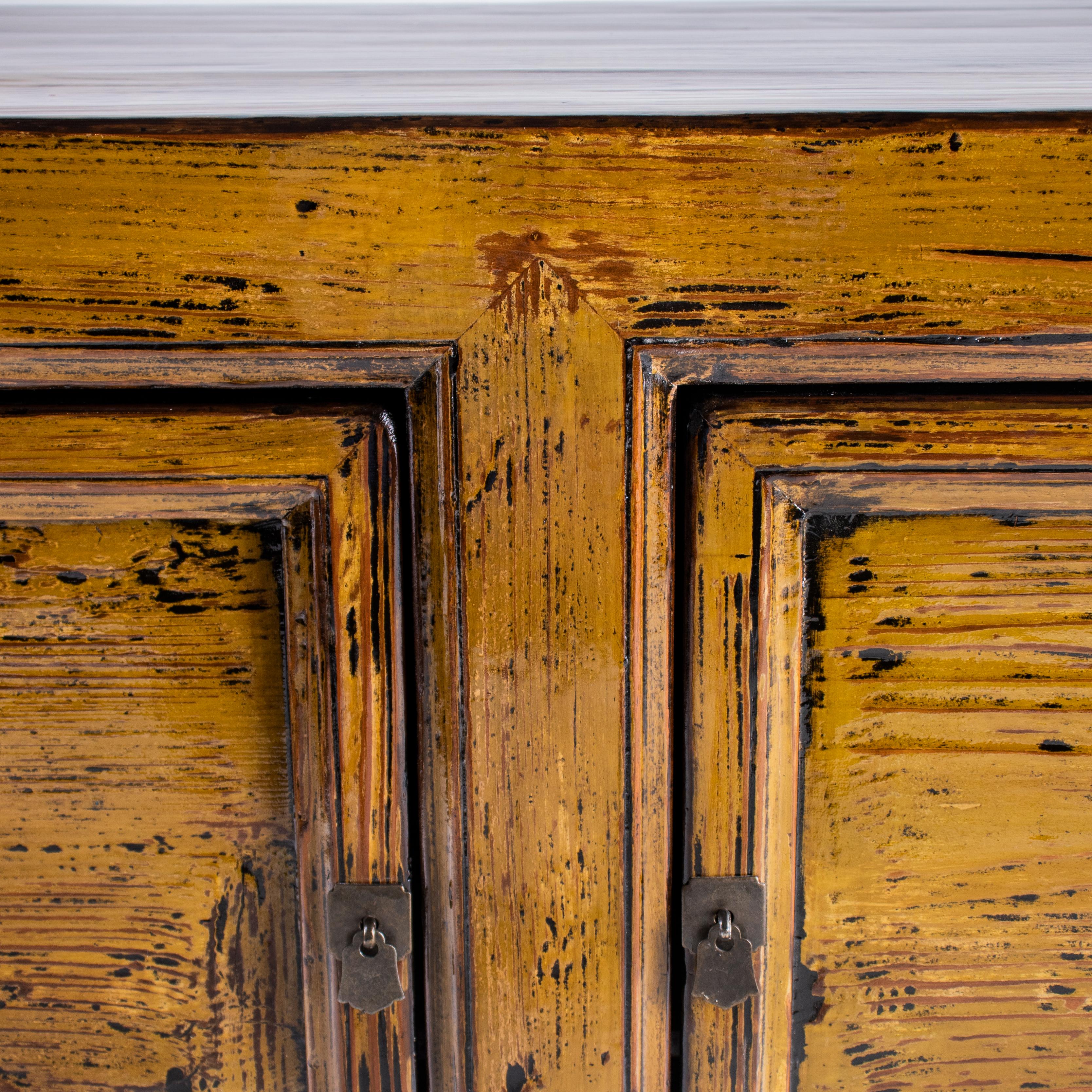20th Century Elm Server in Ochre Laquer Patina