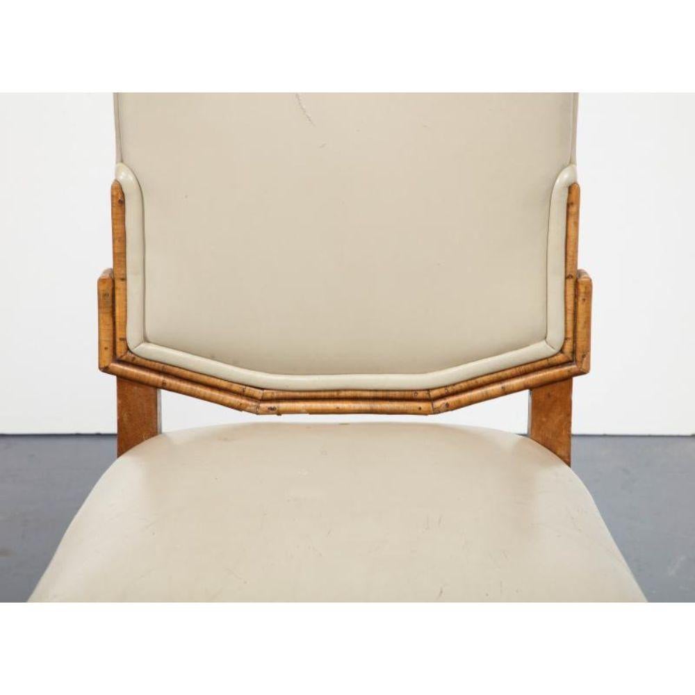 Elm and Art Leather Side Chair with Wood Back, Sweden, c. 1950 For Sale 4