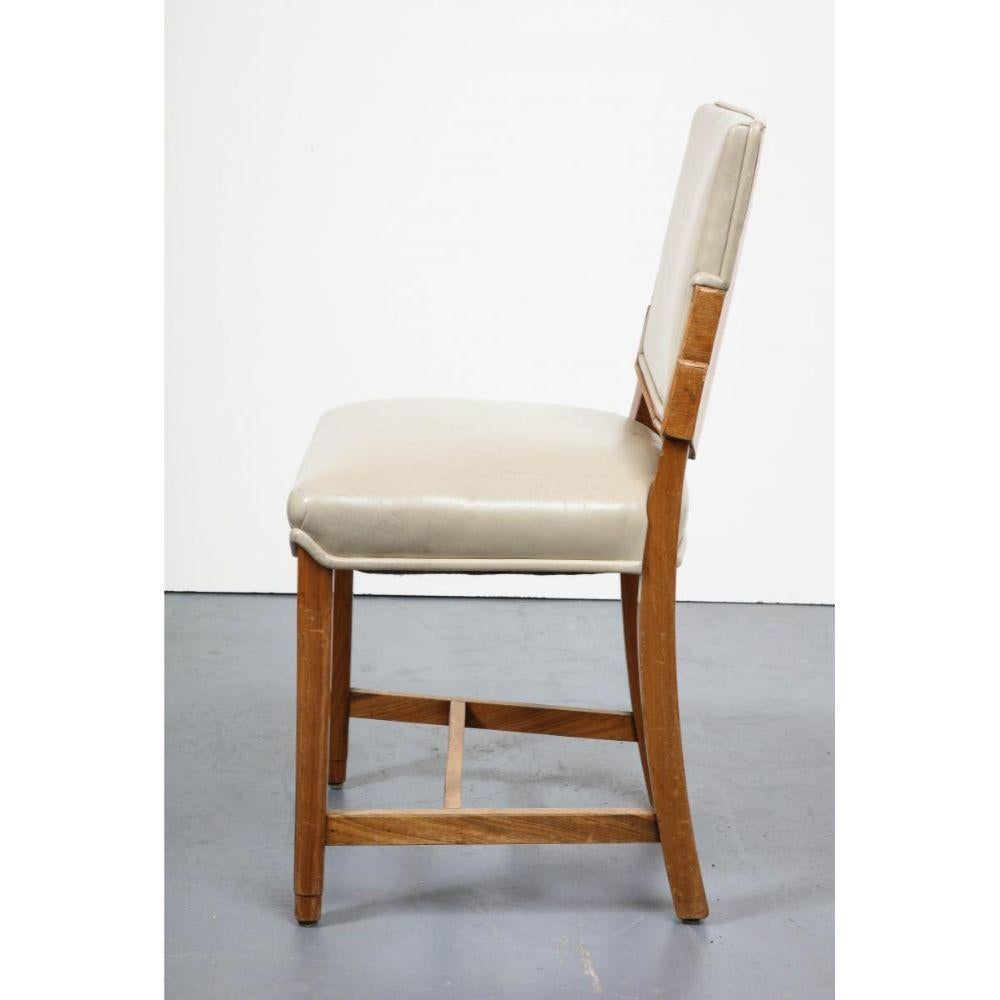 Swedish Elm and Art Leather Side Chair with Wood Back, Sweden, c. 1950 For Sale