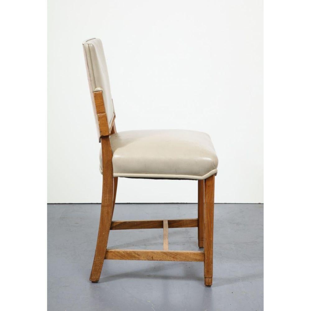 Elm and Art Leather Side Chair with Wood Back, Sweden, c. 1950 In Good Condition In New York City, NY