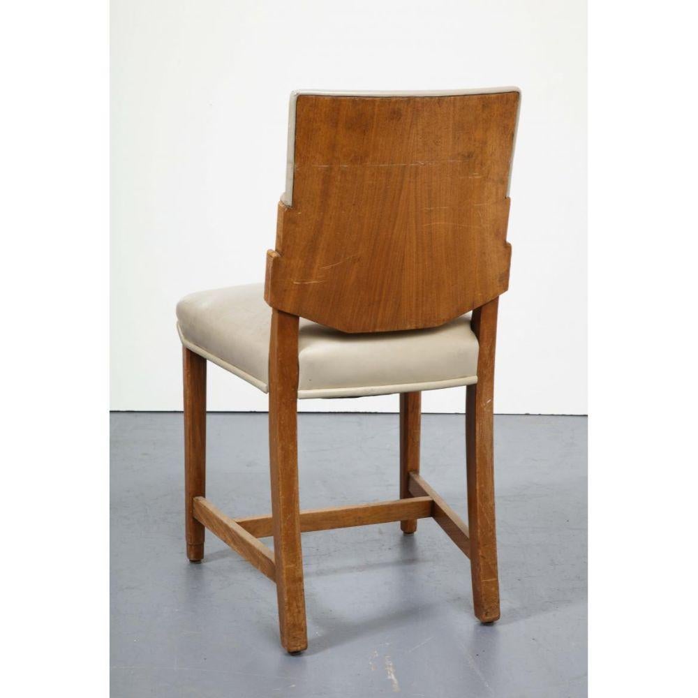 Elm and Art Leather Side Chair with Wood Back, Sweden, c. 1950 For Sale 1