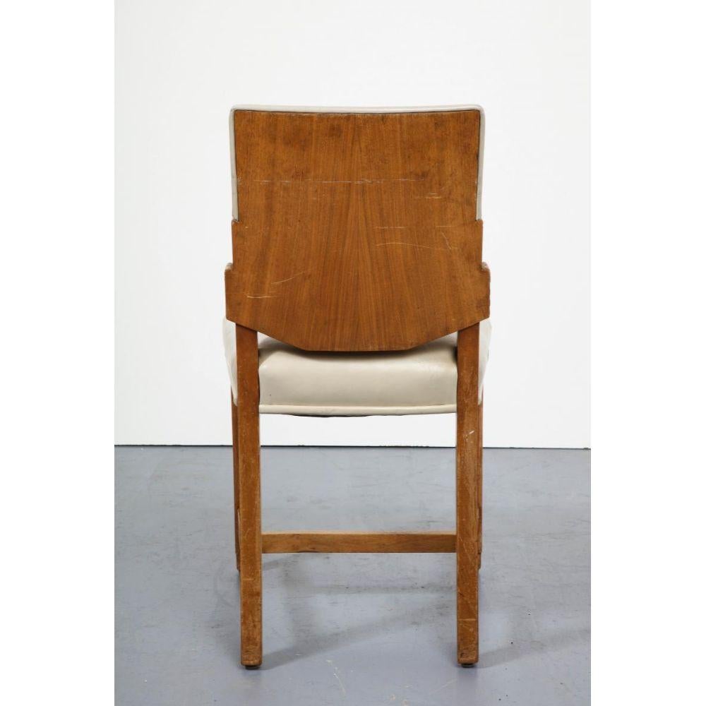 Elm and Art Leather Side Chair with Wood Back, Sweden, c. 1950 For Sale 2