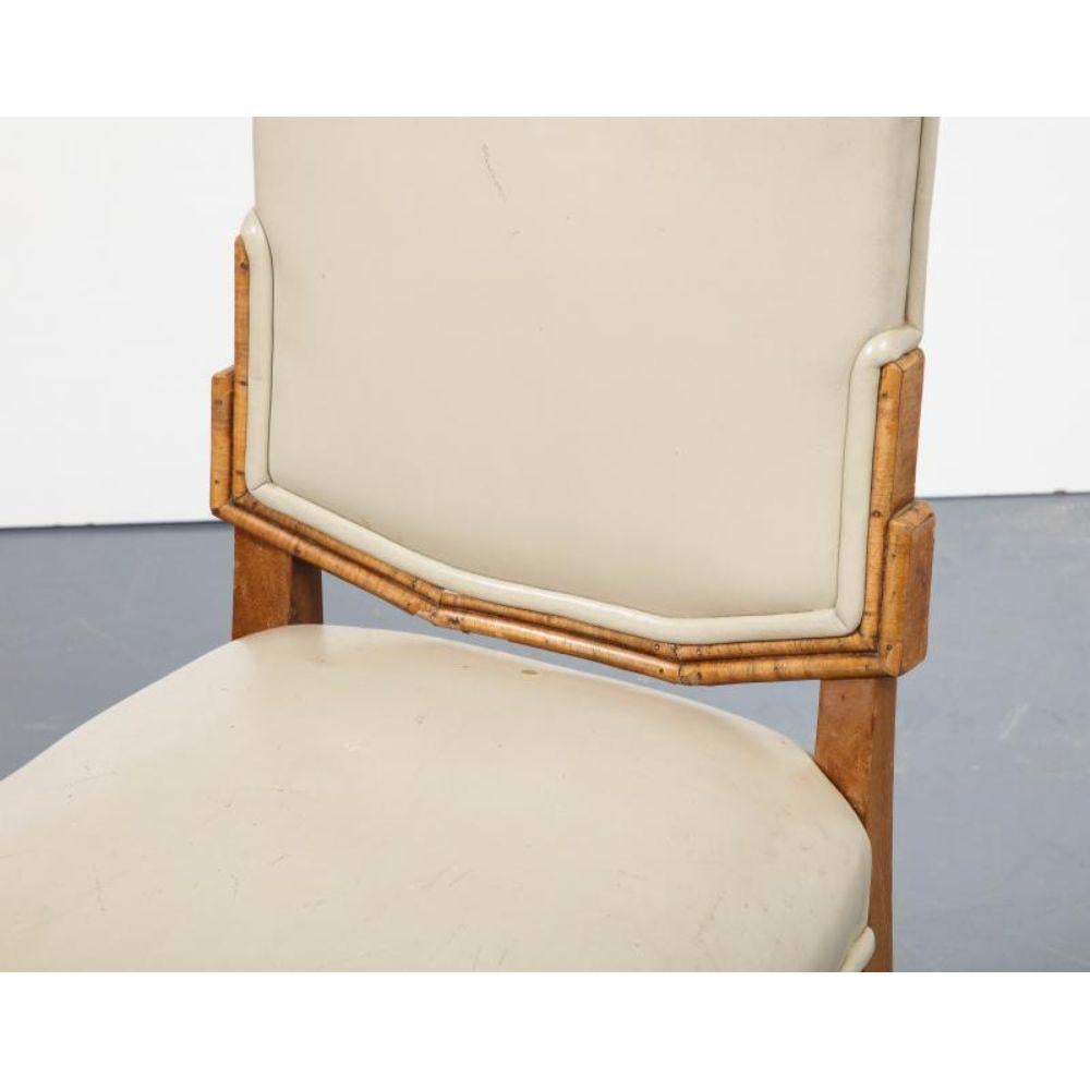 Elm and Art Leather Side Chair with Wood Back, Sweden, c. 1950 3