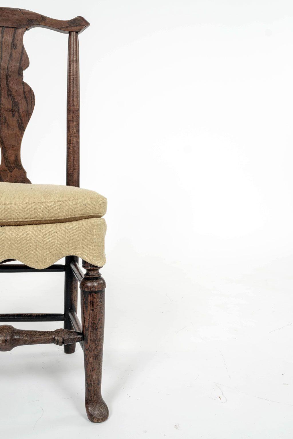 Queen Anne Elm Side Chairs Dressed in Mustard-Color For Sale