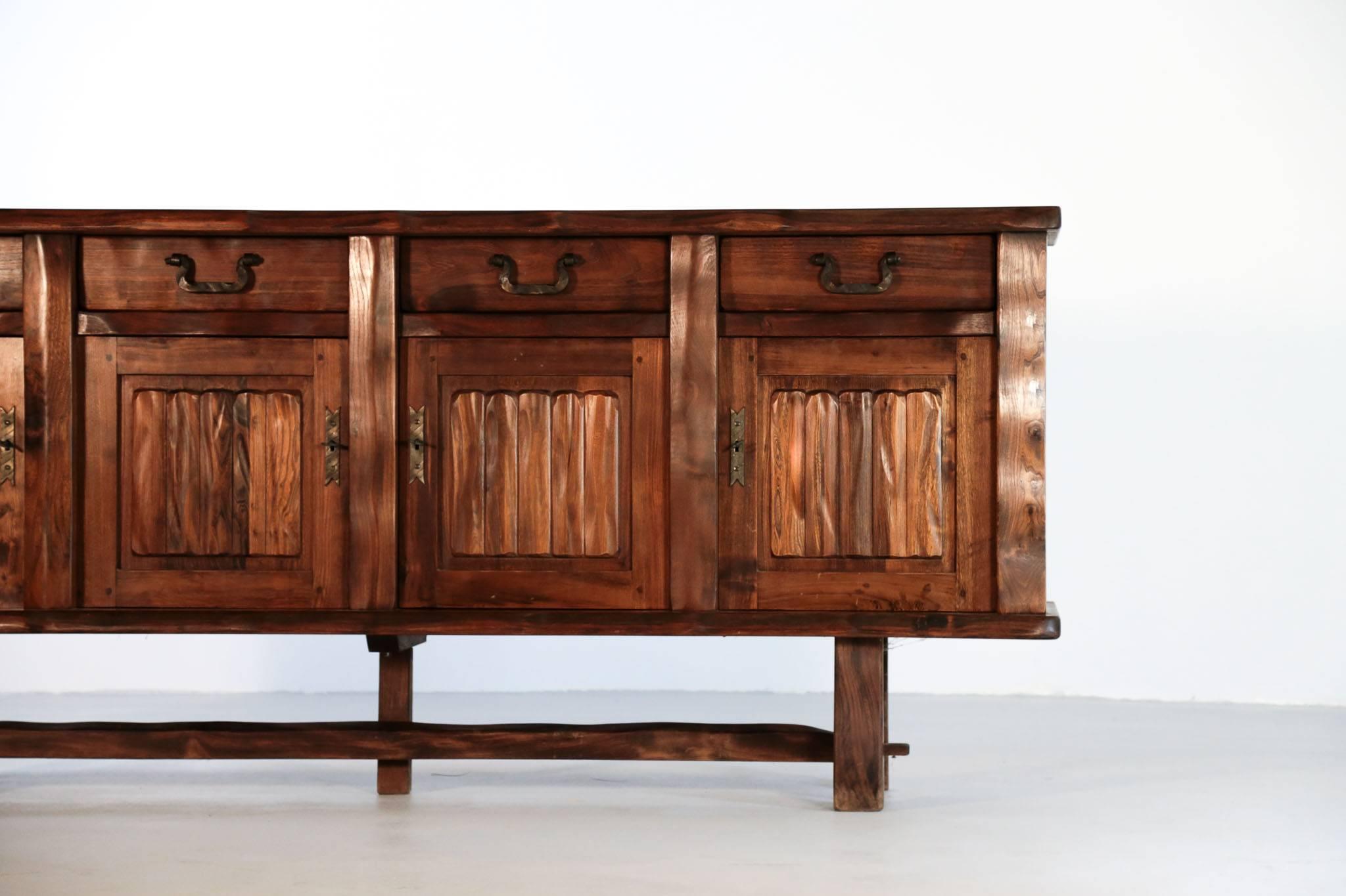 Metal Elm Sideboard by Olavi Hanninen, 1960s For Sale