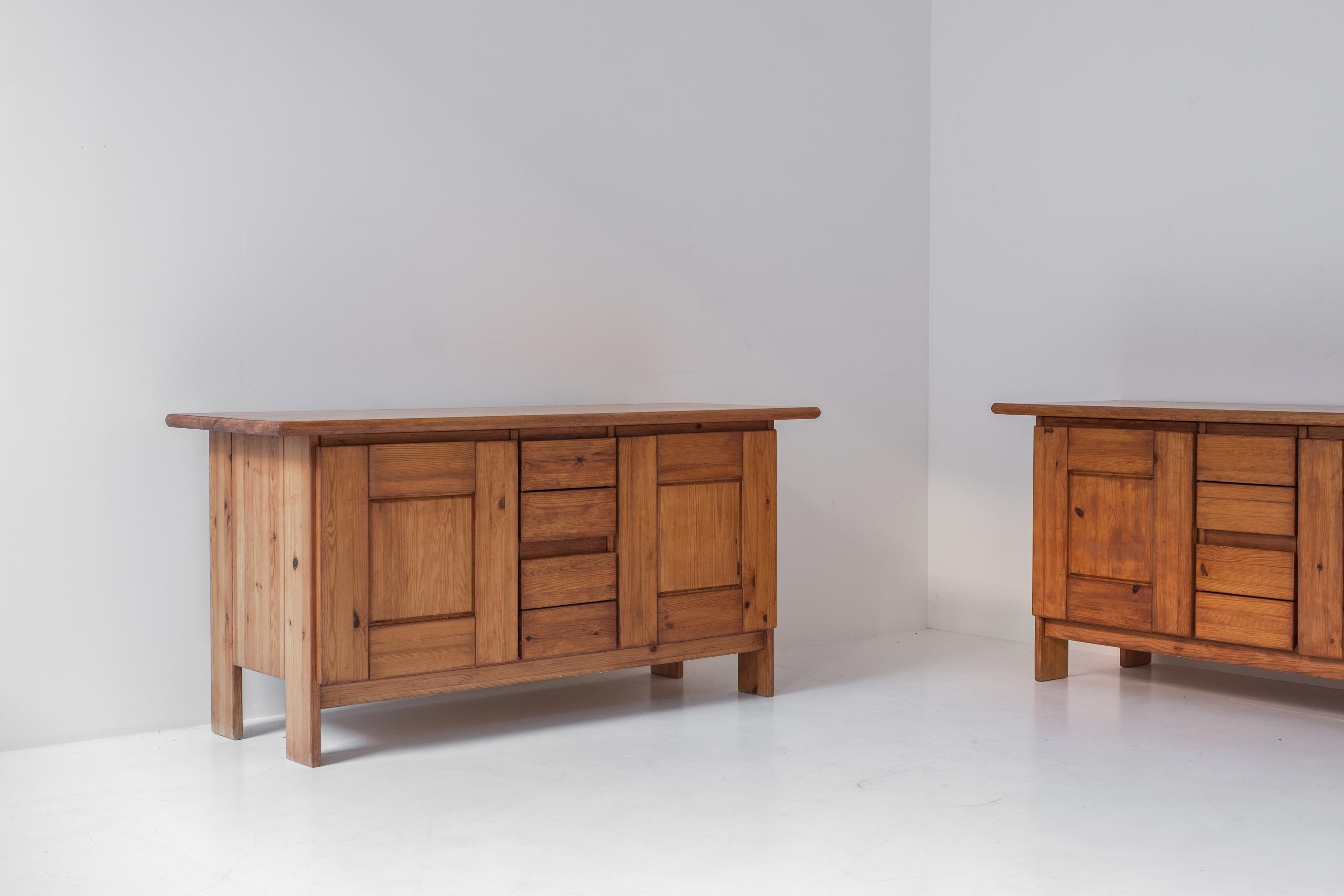 Mid-Century Modern Elm Sideboard in the Manner of Pierre Chapo, France, 1960s