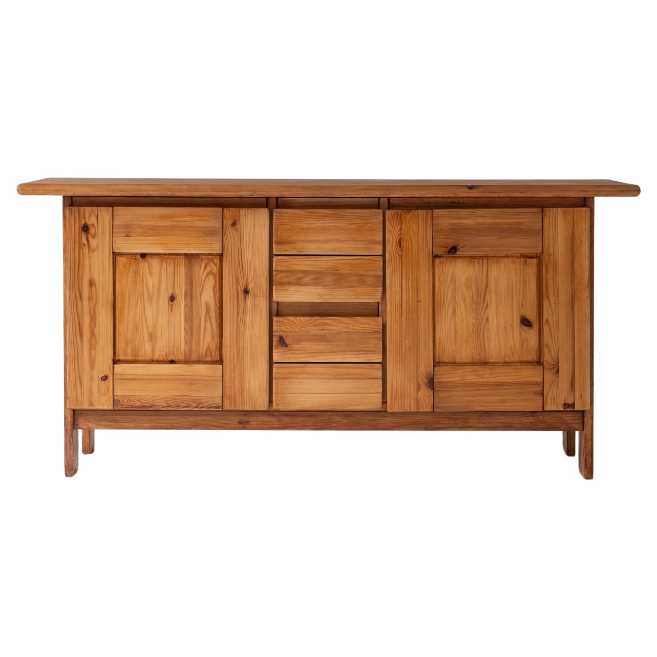 Elm Sideboard in the Manner of Pierre Chapo, France, 1960s