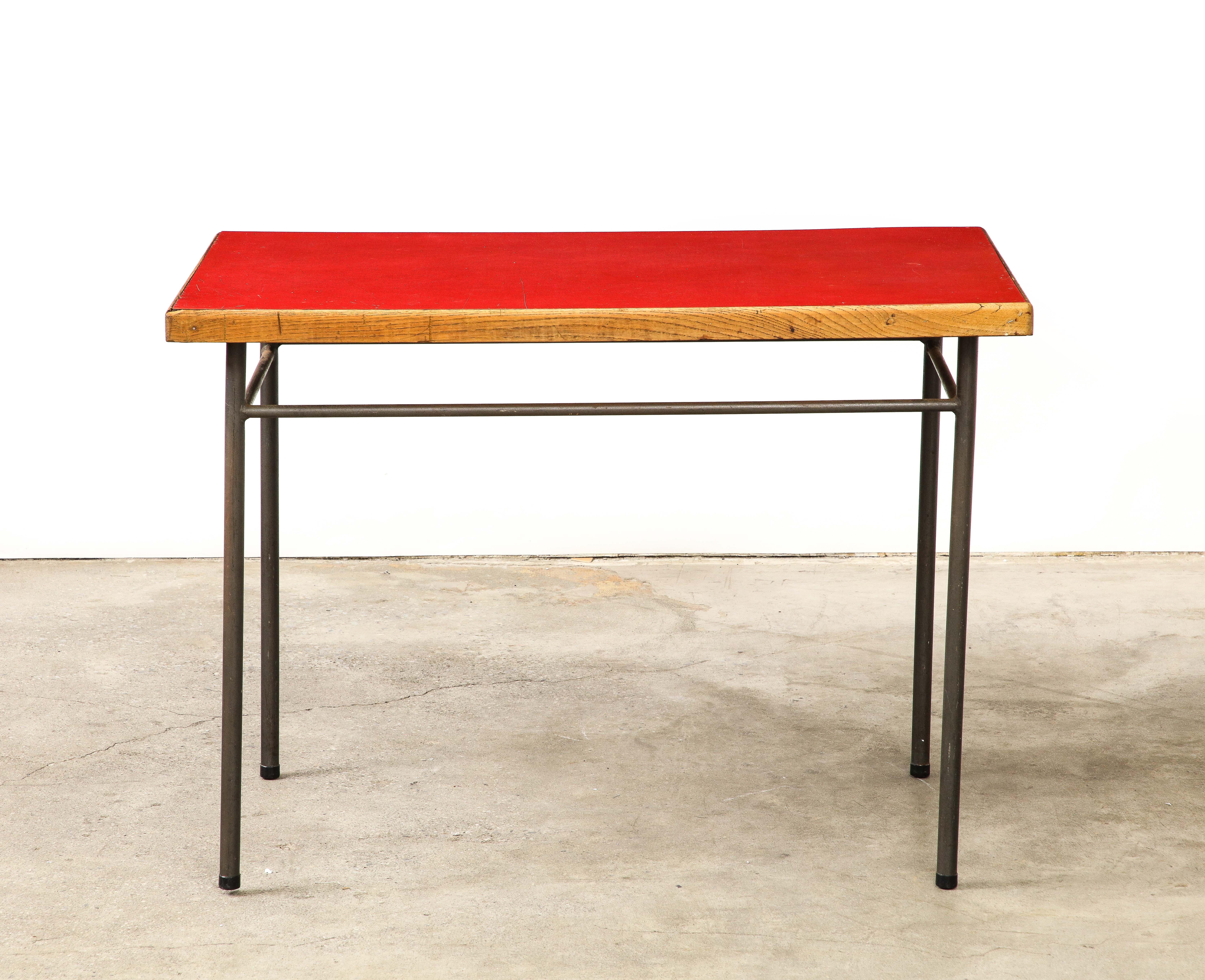 Elm, Steel, and Laminate Desk by Marcel Gascoin for Universitaire d'Antony For Sale 5