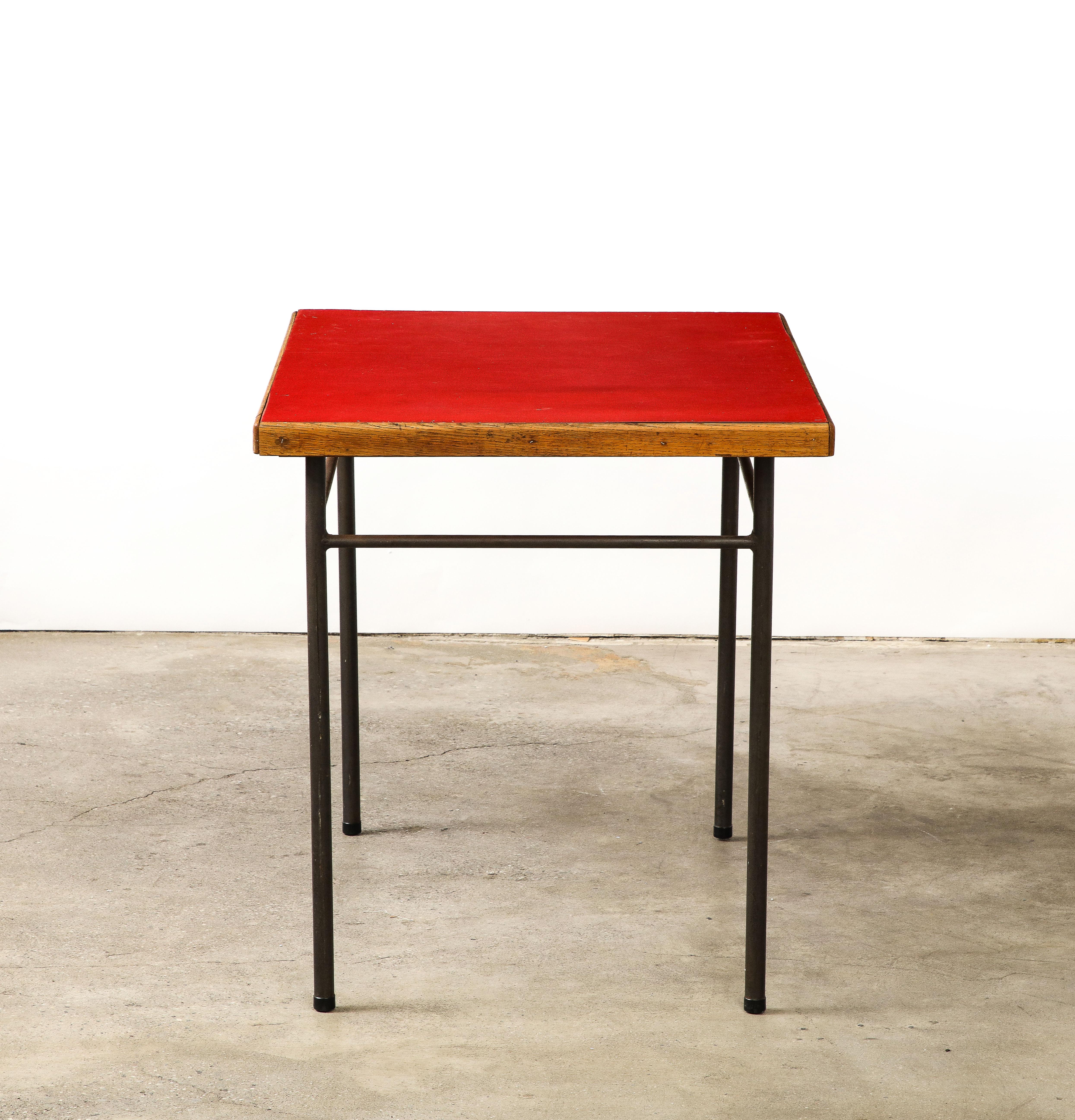 Elm, Steel, and Laminate Desk by Marcel Gascoin for Universitaire d'Antony For Sale 1