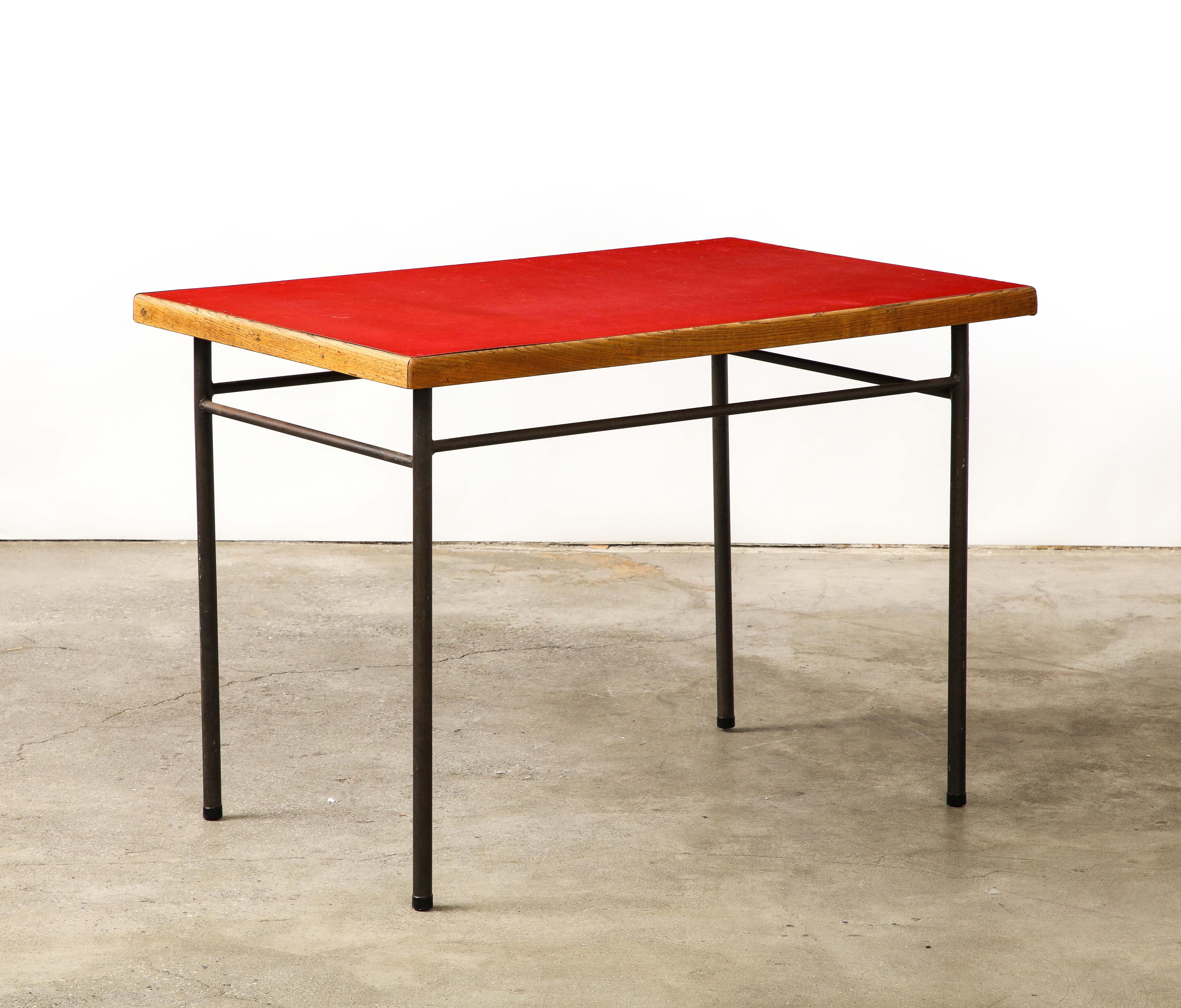 Elm, Steel, and Laminate Desk by Marcel Gascoin for Universitaire d'Antony For Sale 2