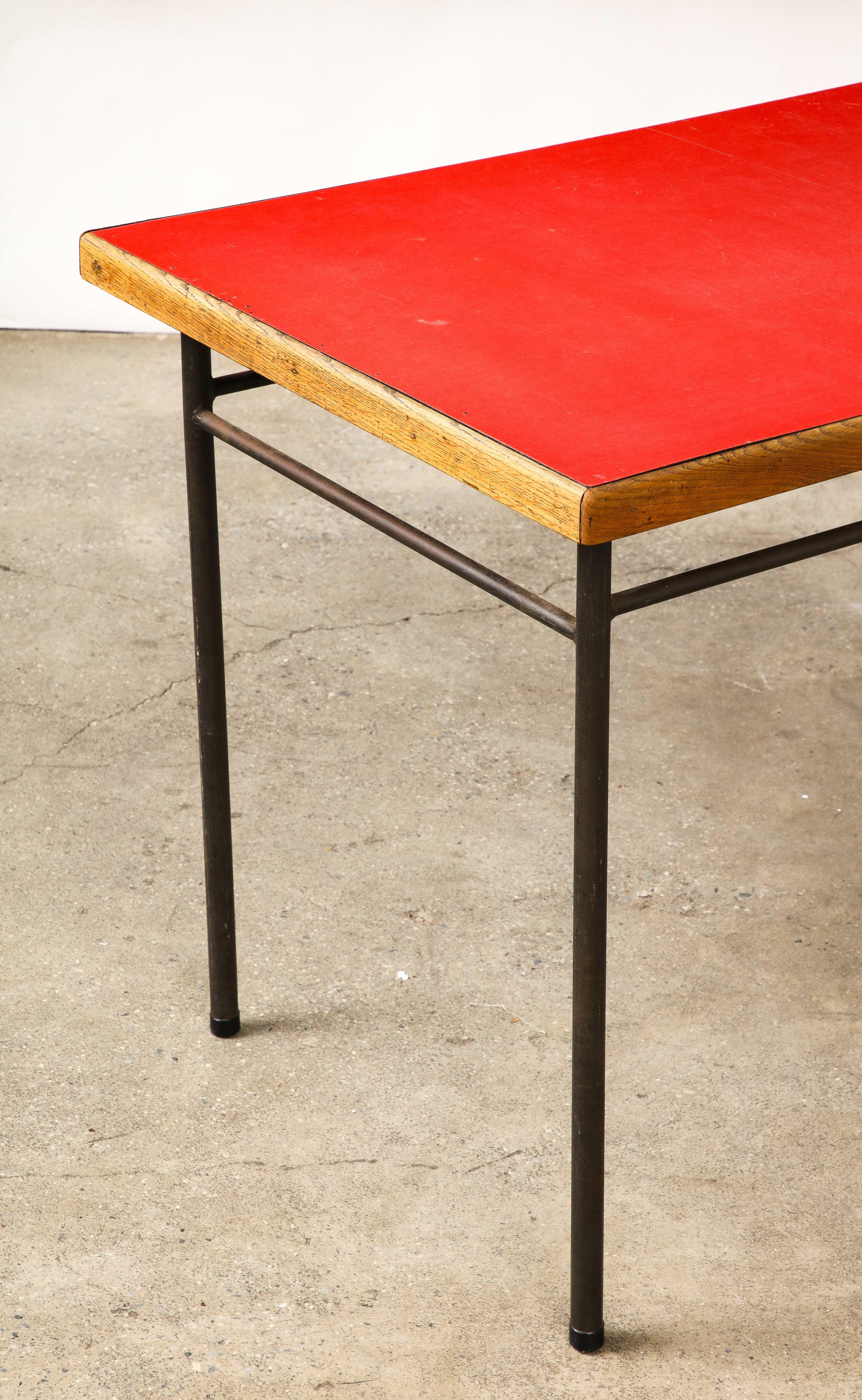 Elm, Steel, and Laminate Desk by Marcel Gascoin for Universitaire d'Antony For Sale 3