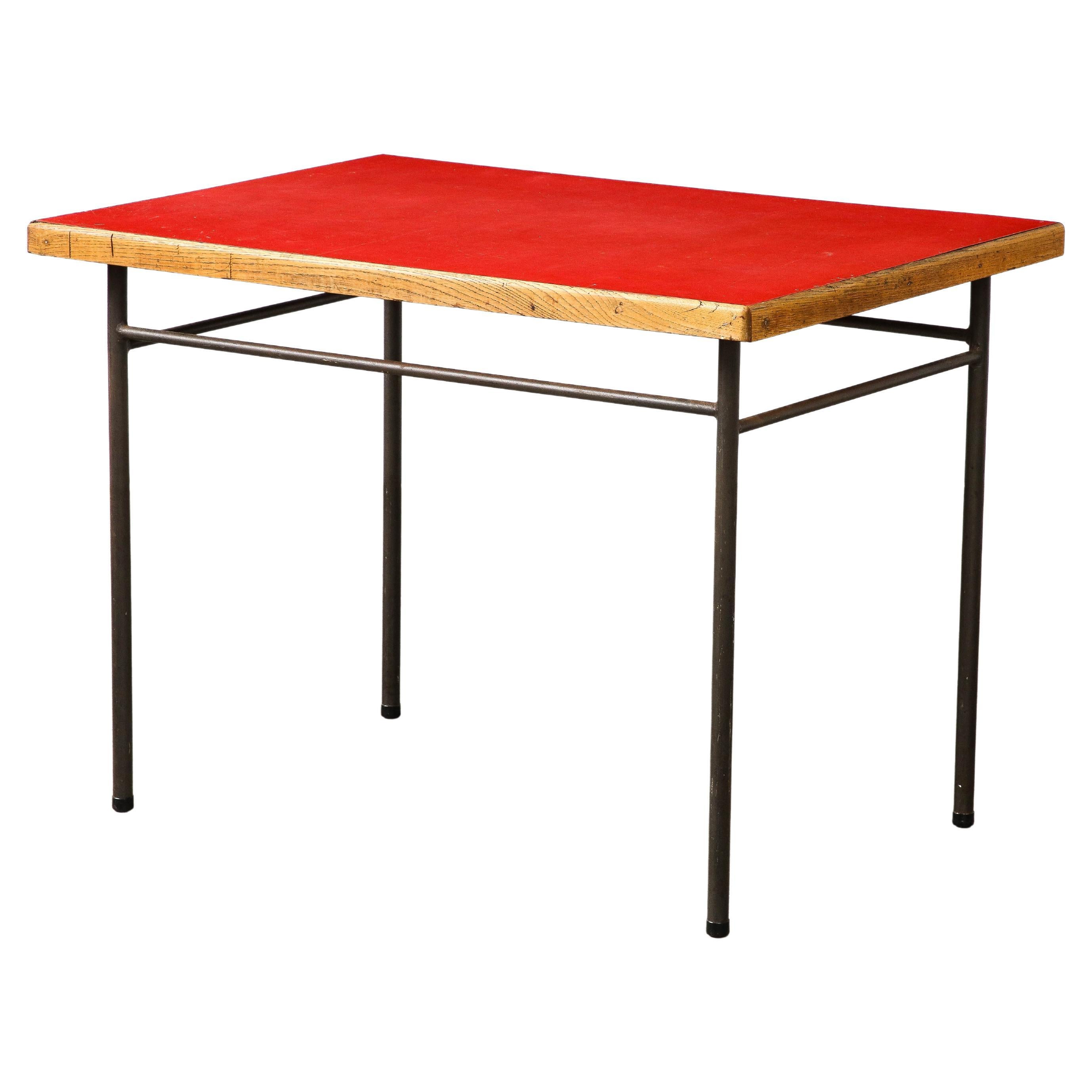 Elm, Steel, and Laminate Desk by Marcel Gascoin for Universitaire d'Antony For Sale