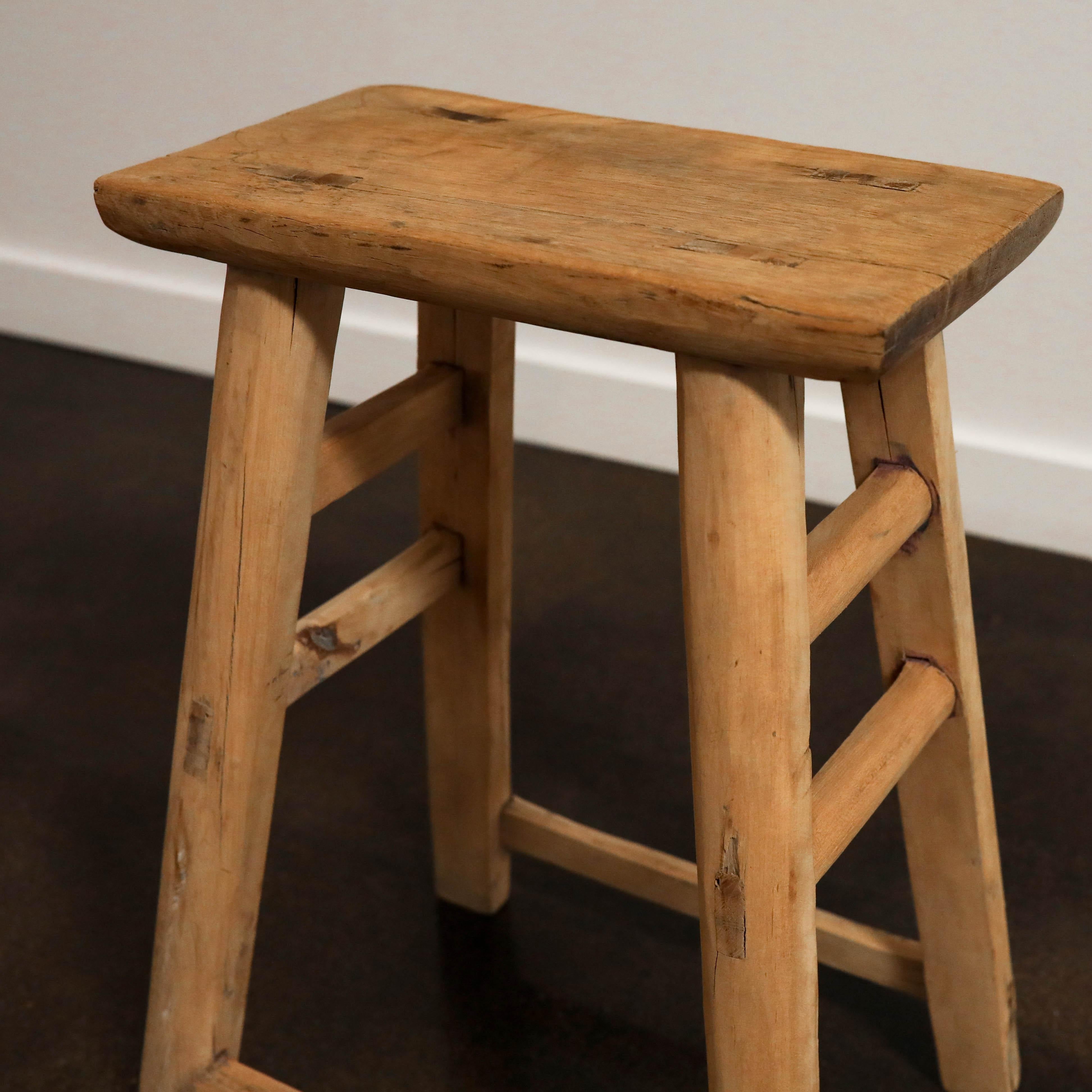 Rustic elm stool For Sale