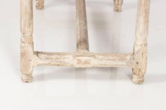 Antique Swedish Country White Washed Elm Dining Table