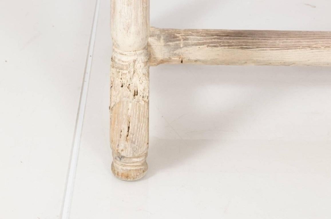 Unknown Antique Swedish Country White Washed Elm Dining Table