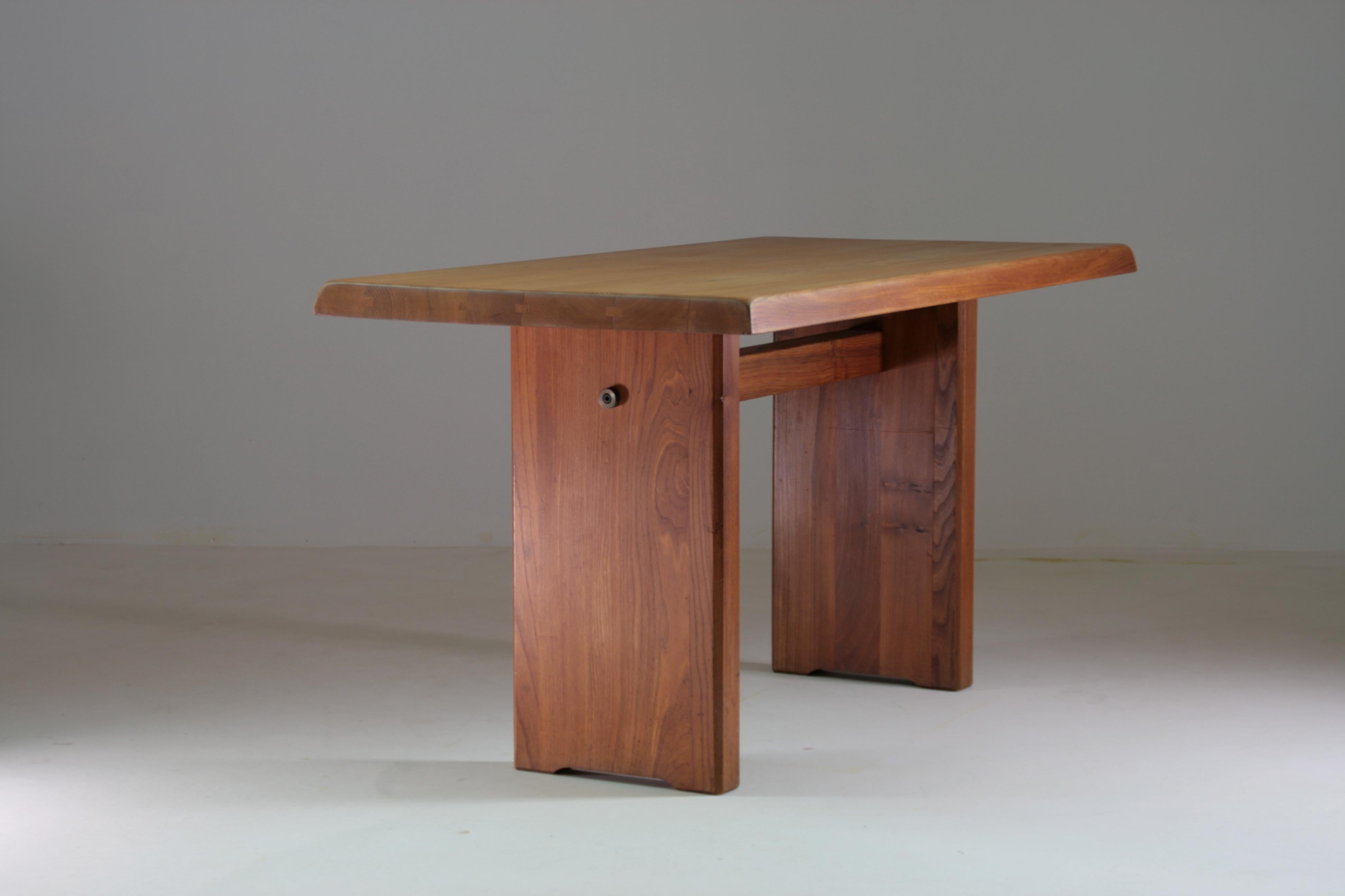 French Elm Table Model T14a by Pierre Chapo from the 1960s, France For Sale