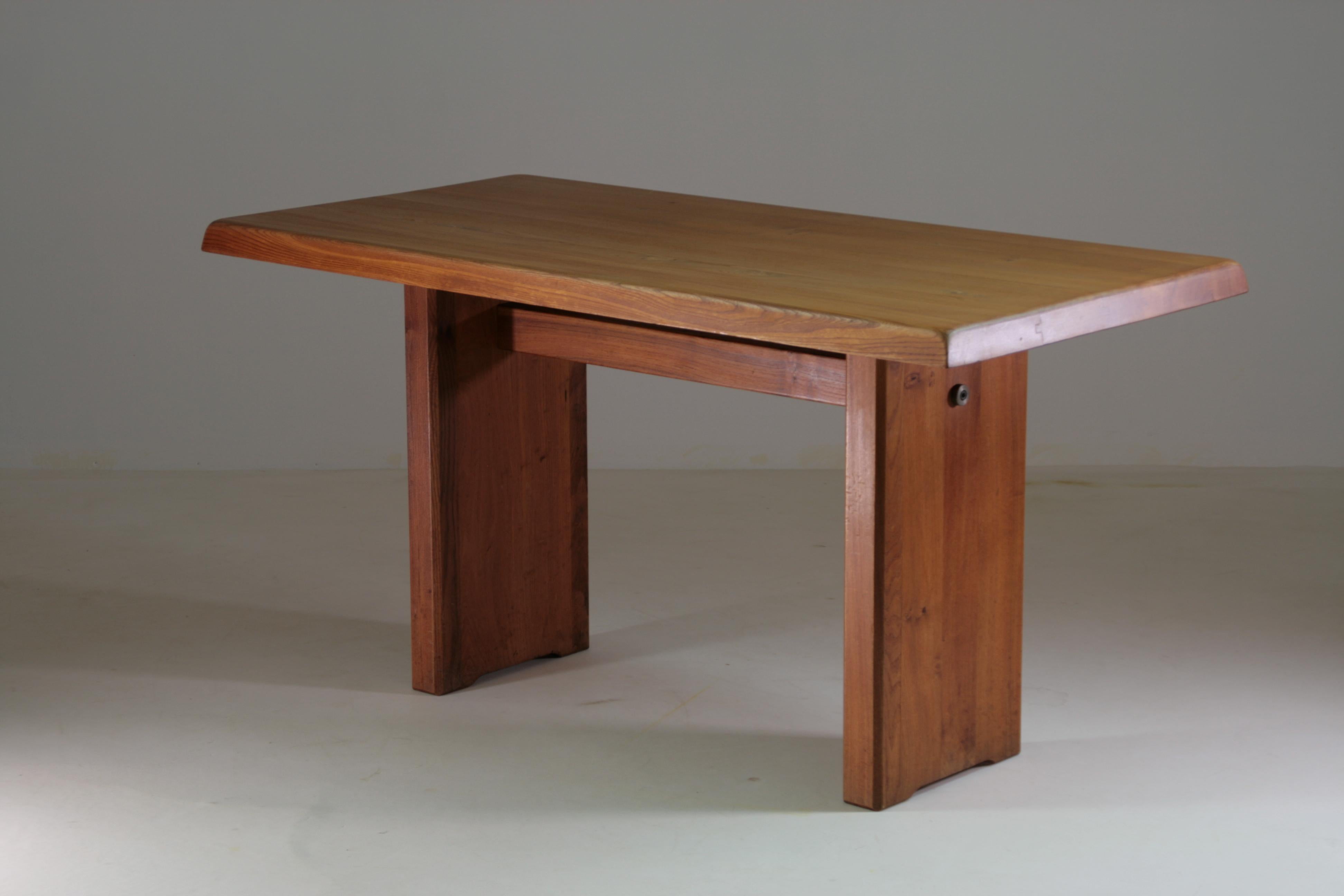 20th Century Elm Table Model T14a by Pierre Chapo from the 1960s, France For Sale