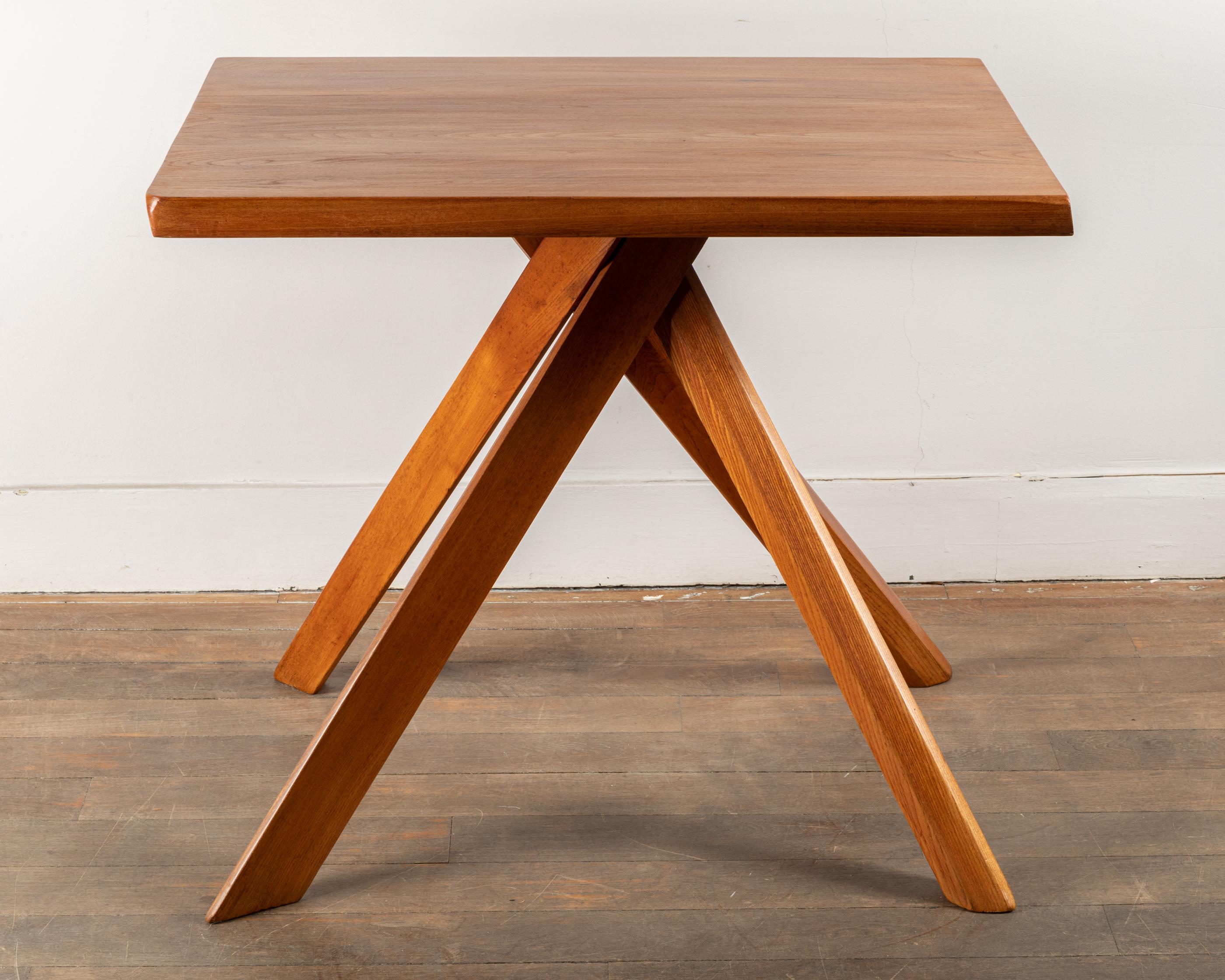 Mid-Century Modern Elm Table, Model T27A by Pierre Chapo