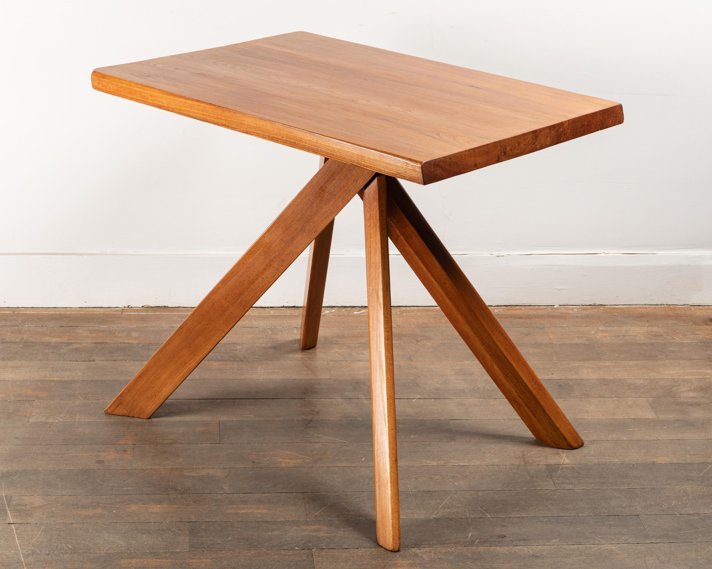 Mid-20th Century Elm Table, Model T27A by Pierre Chapo