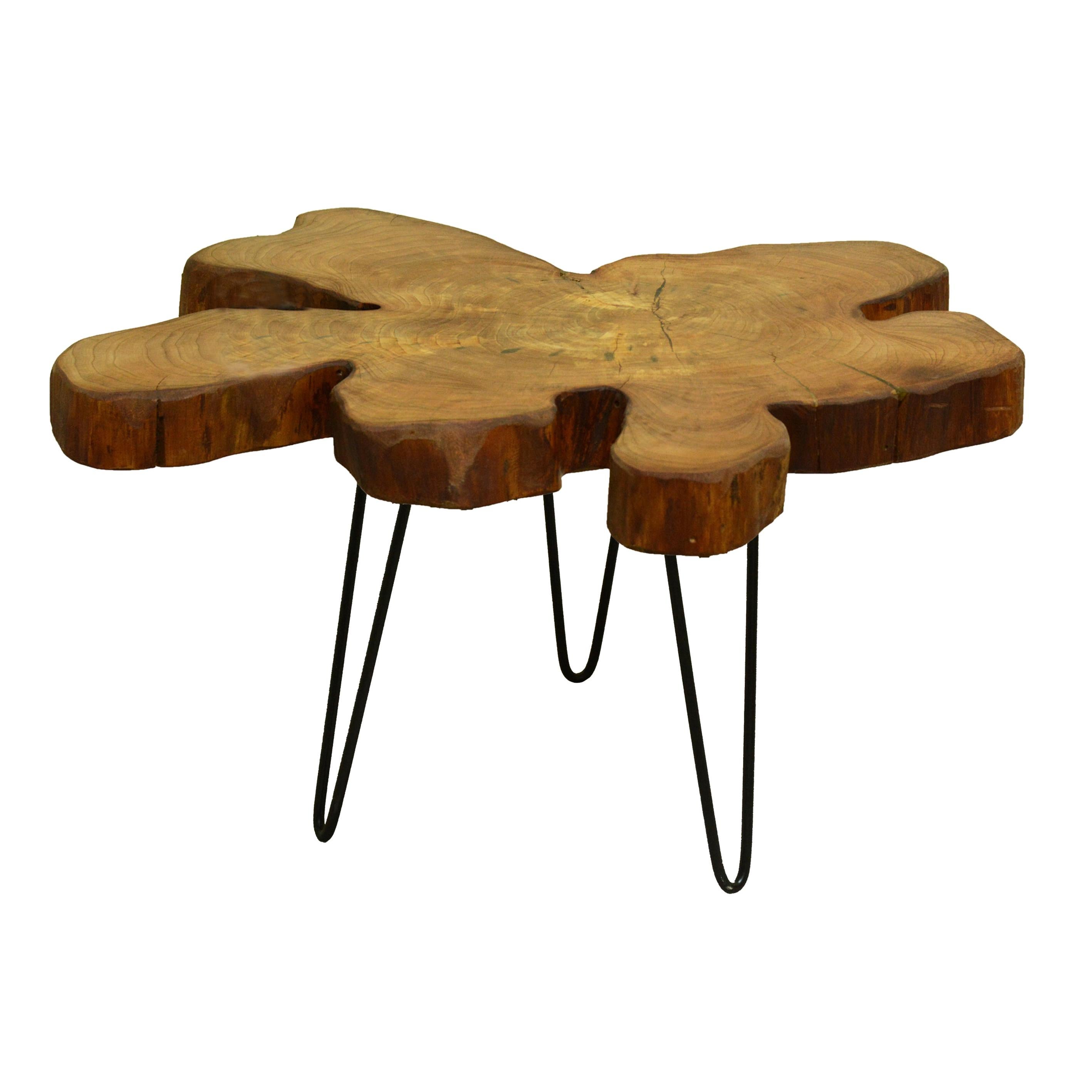 Elm Tree Live Edge Coffee Table with Hairpin Legs / LECT136 For Sale