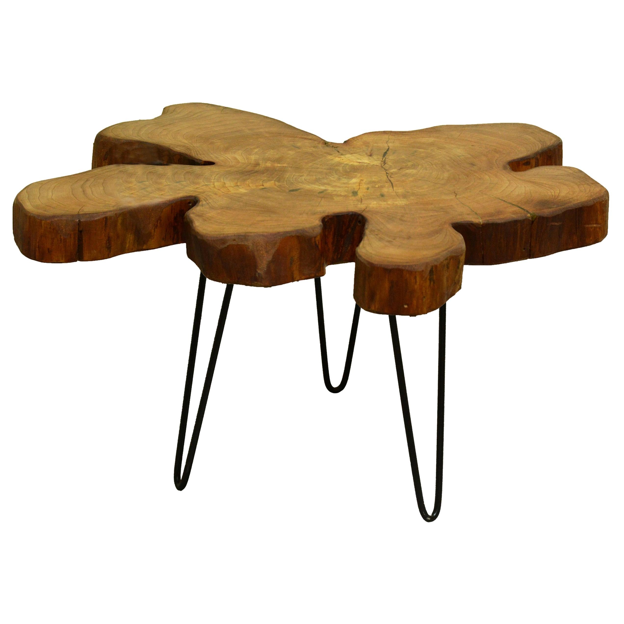 Elm Tree Live Edge Coffee Table with Hairpin Legs / LECT136 For Sale